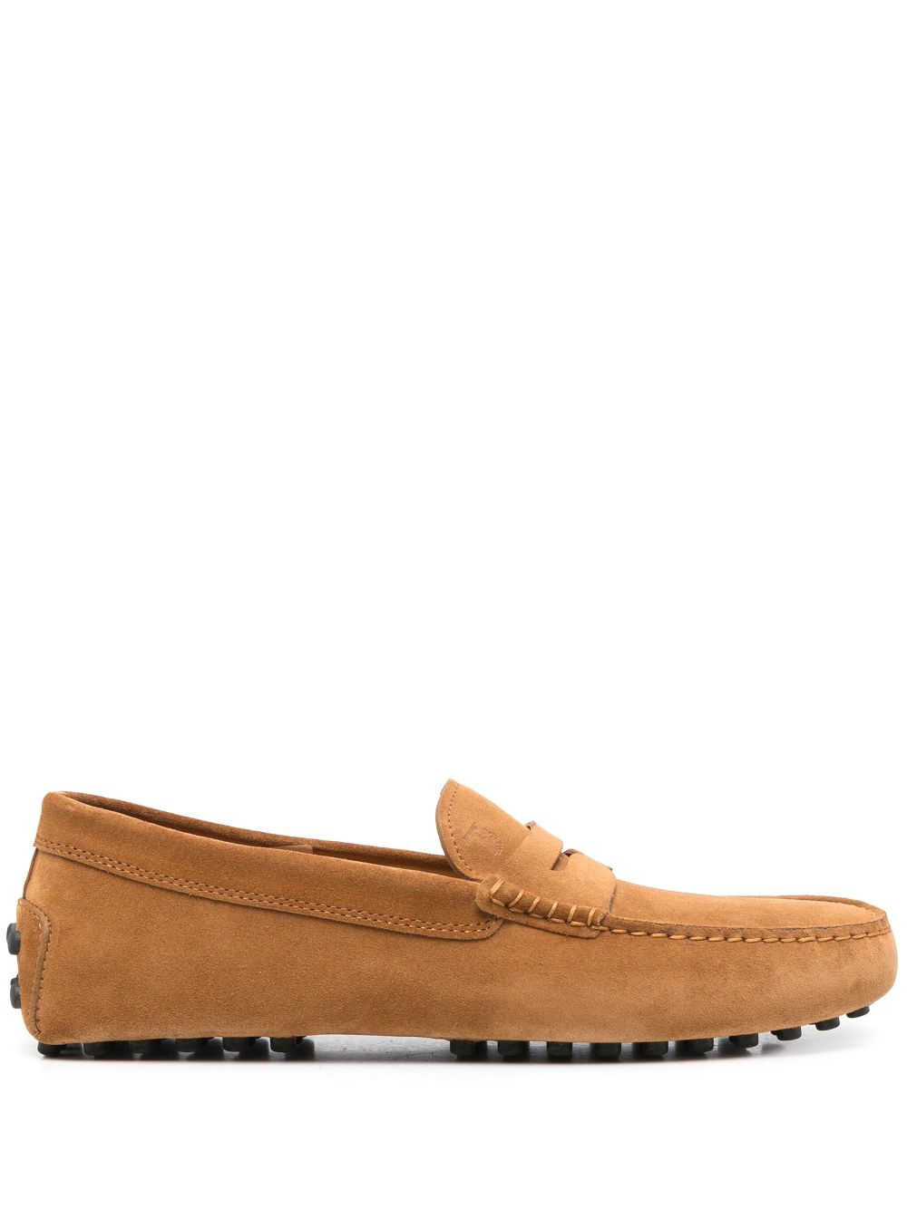 Caramel Brown Suede Moccasin-Style Flat Shoes