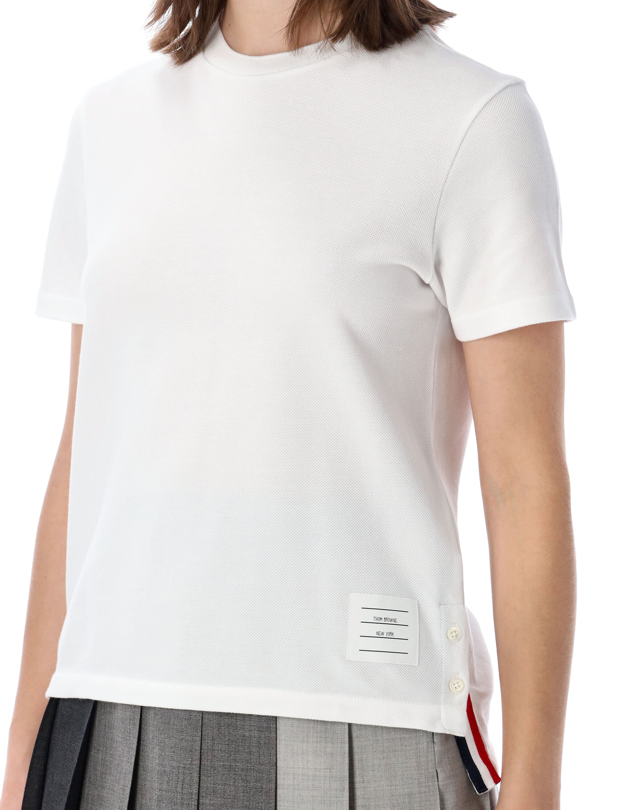 Piqué T-Shirt With Buttoned Side Vents