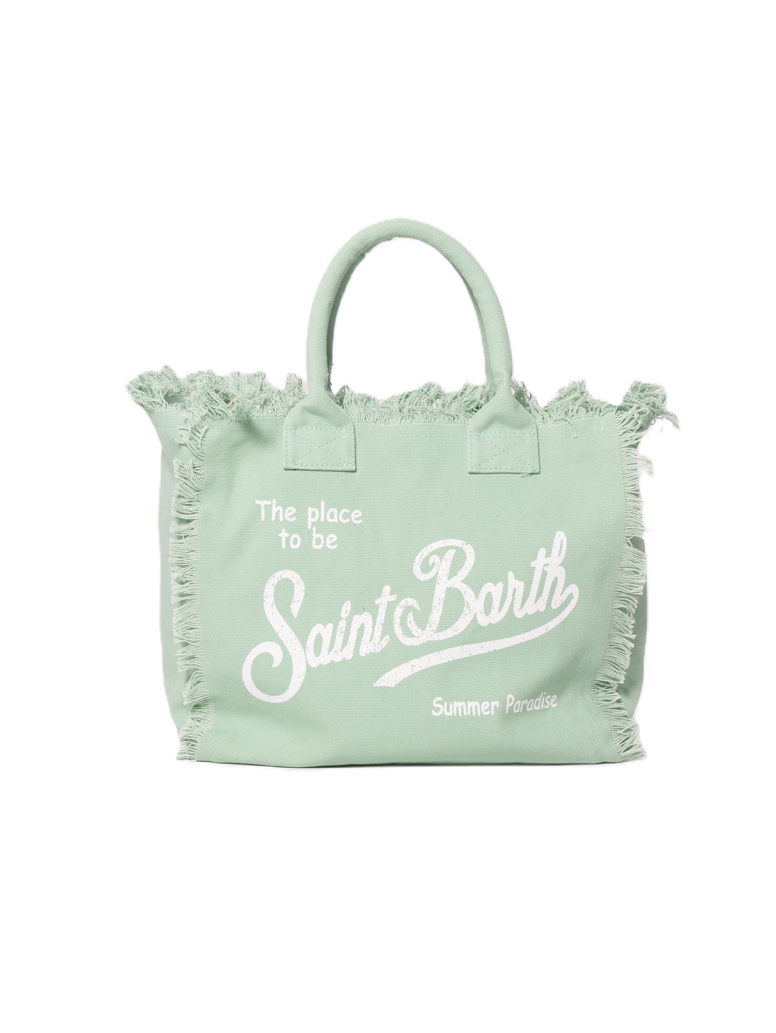 Pastel Green Tote Bag with Frayed Edges