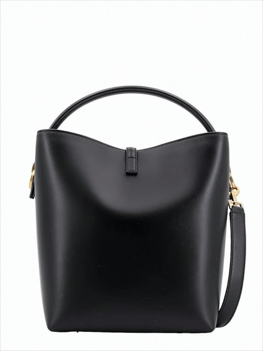 Structured Black Leather Shoulder Bag