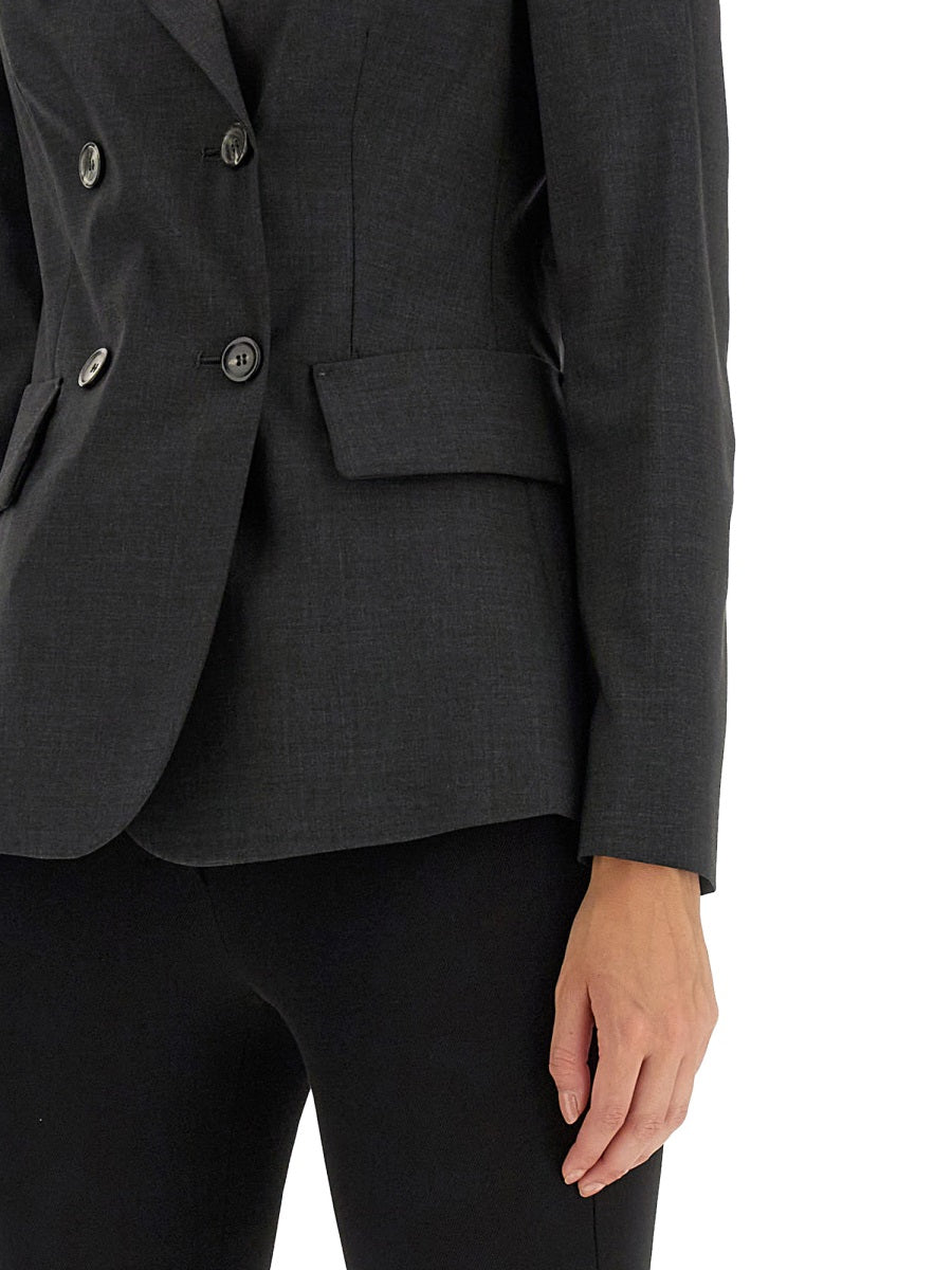 Double-Breasted Jacket with Notched Lapels in Virgin Wool