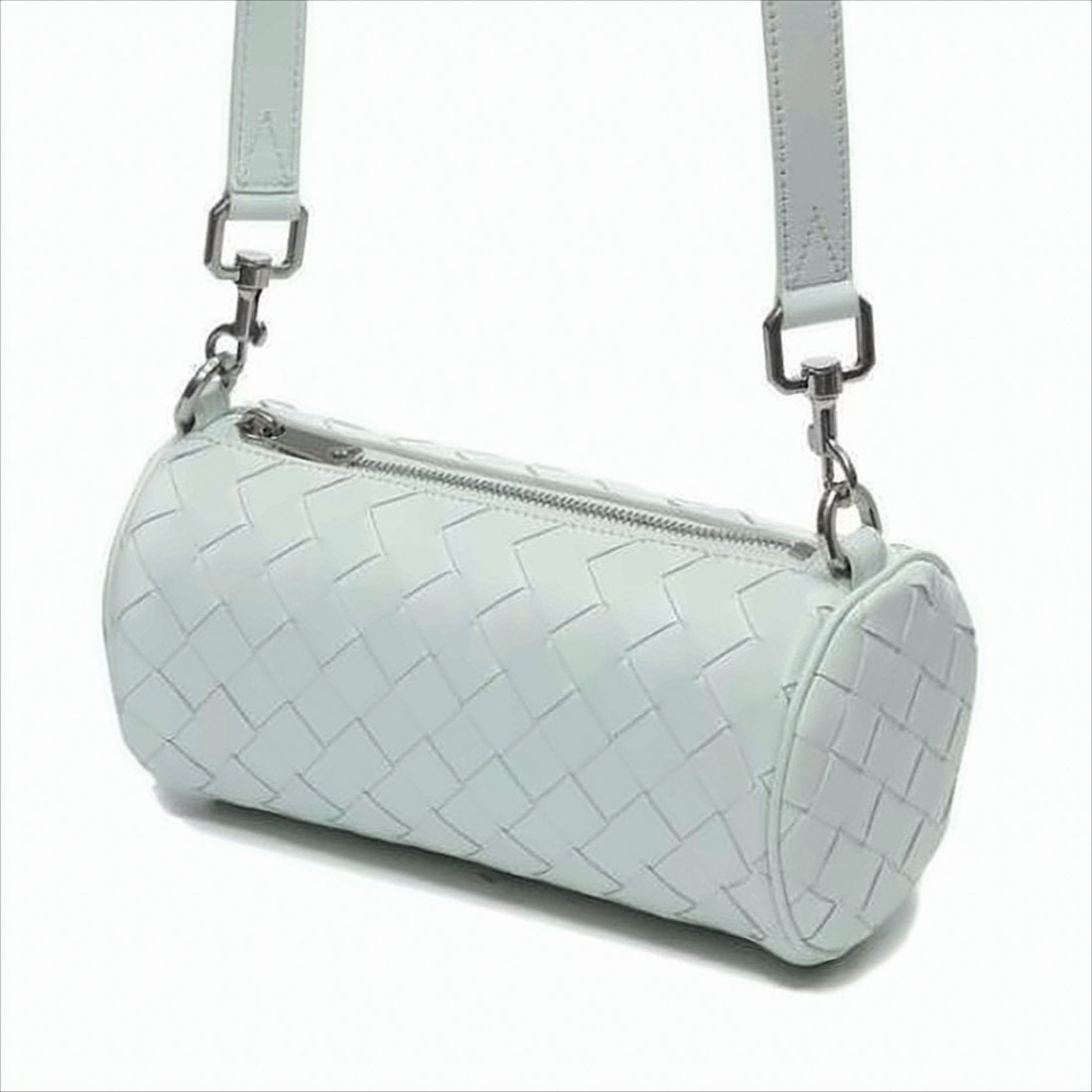 Cylindrical Woven Leather Shoulder Bag