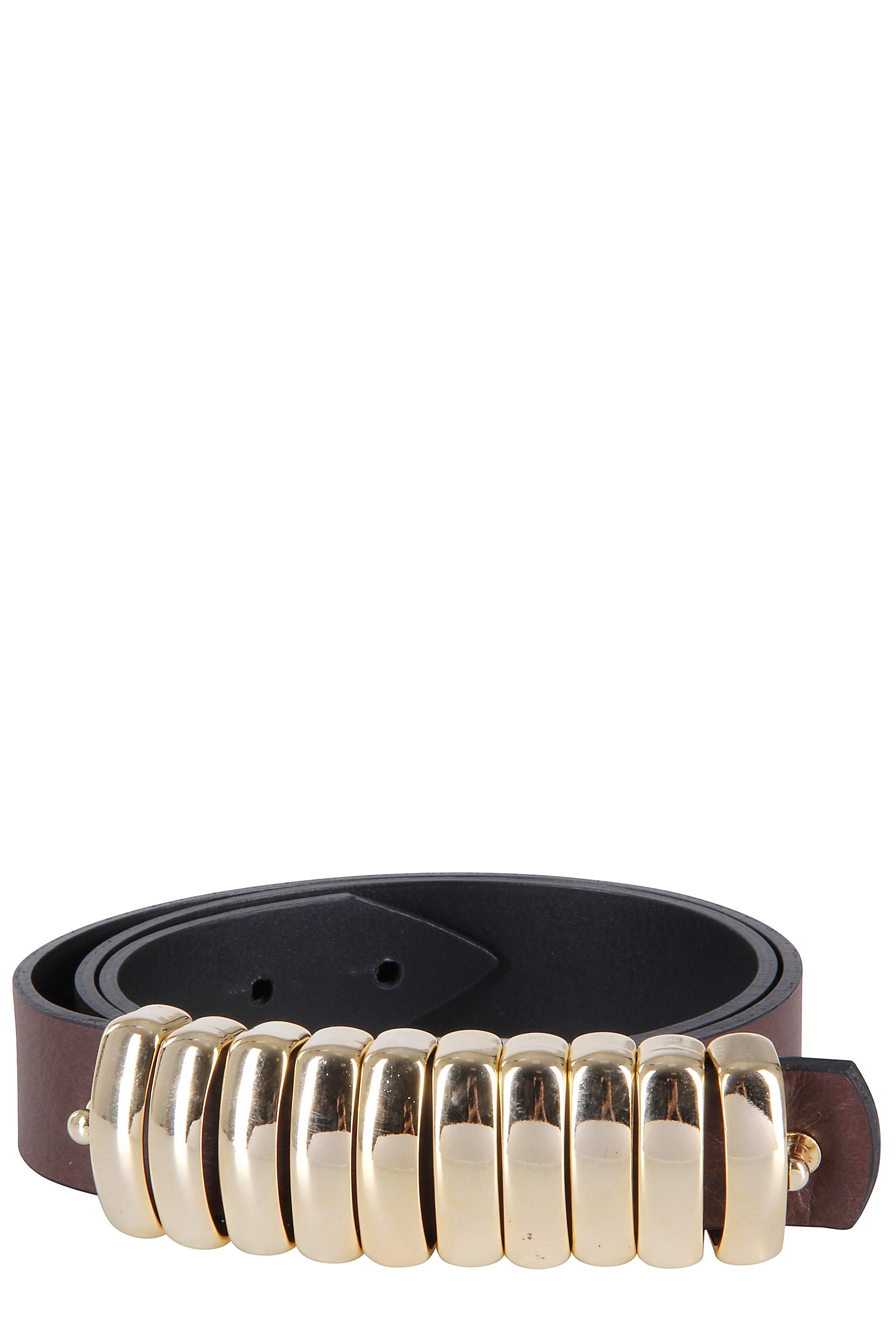 Leather Belt With Distinctive Button Buckle