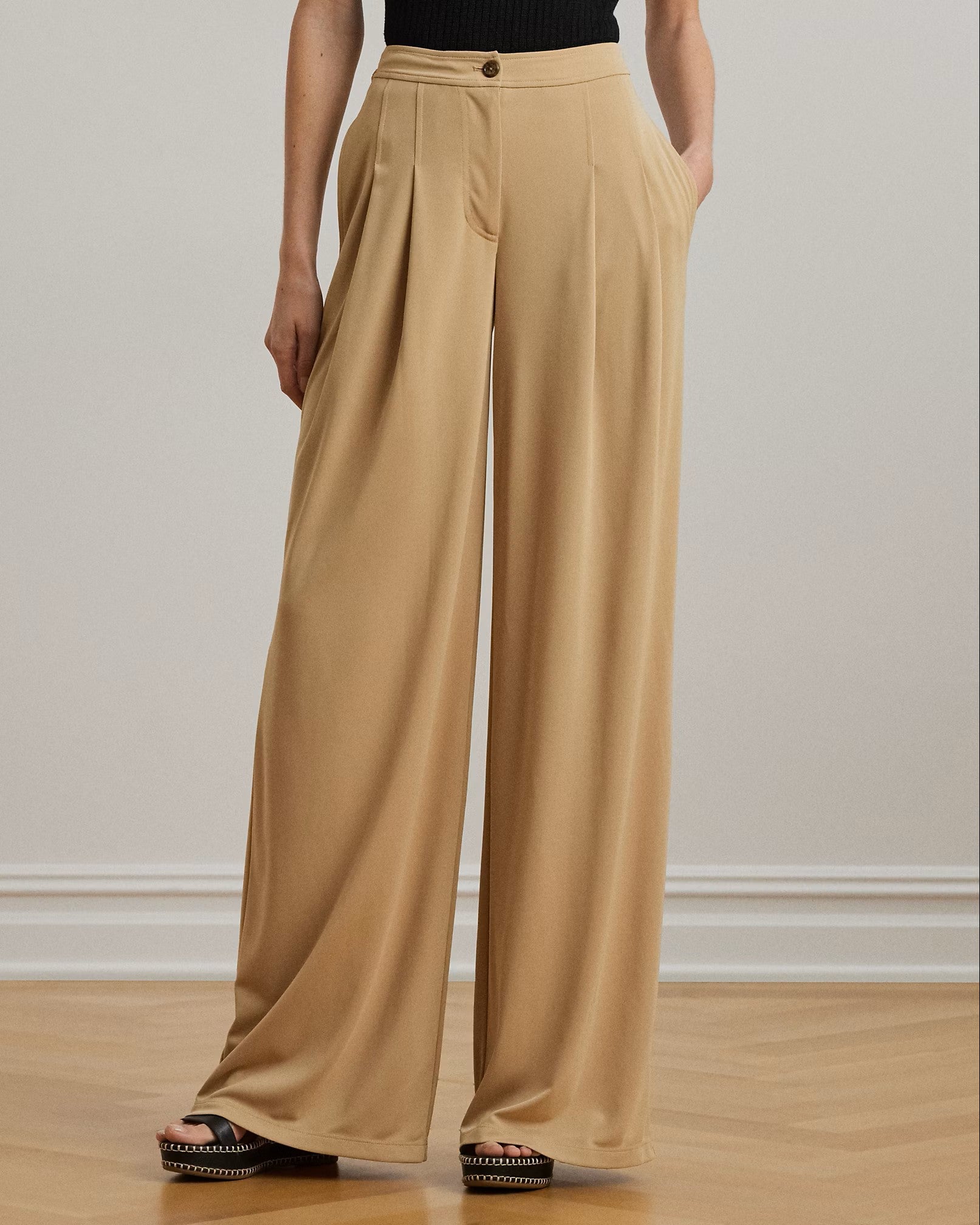 Chabrell Full-Length Pleated Matte Jersey Pants