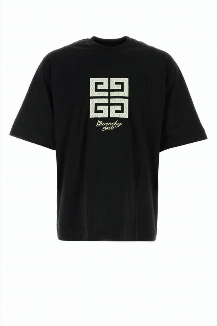 Boxy Black Short-Sleeve T-Shirt with Bold Logo Detail