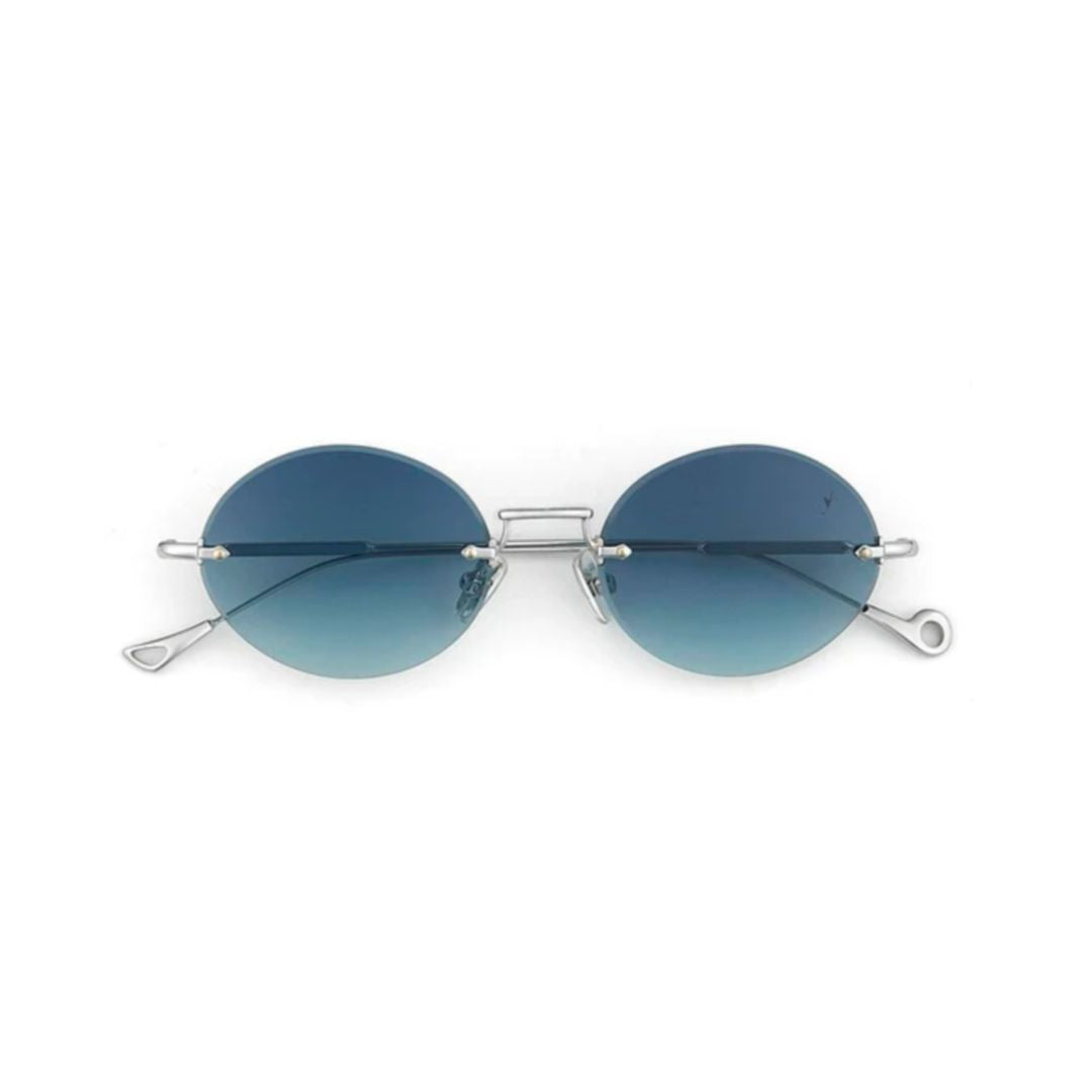 Met C.1-26 Oval-Shape Gradient Blue Tint Sunglasses with Metal Frame
