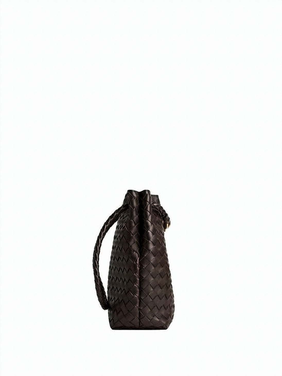 Brown Woven Lambskin Braided Shoulder Bag