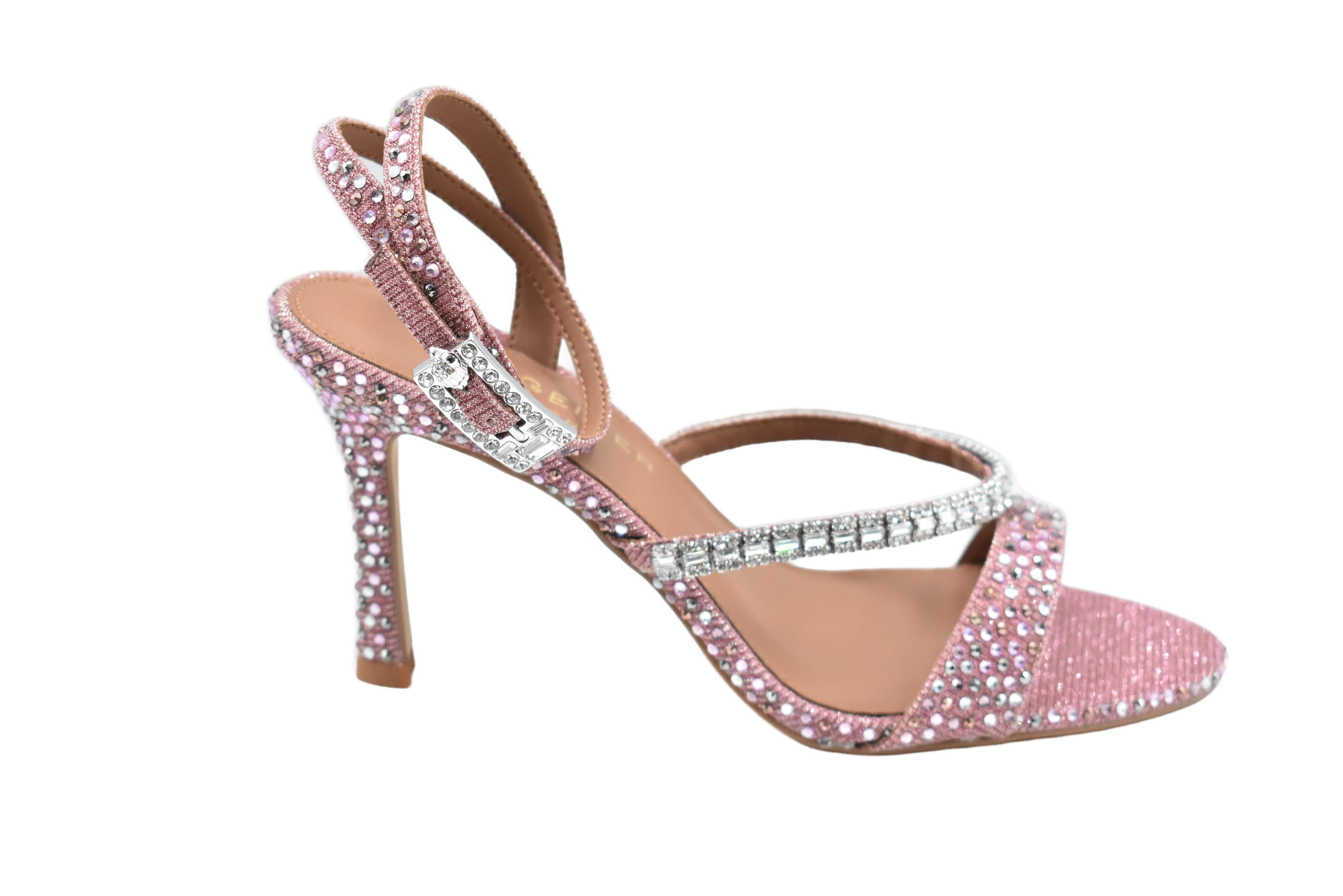Rhinestone-Embellished Stiletto Sandals With Intricate Design