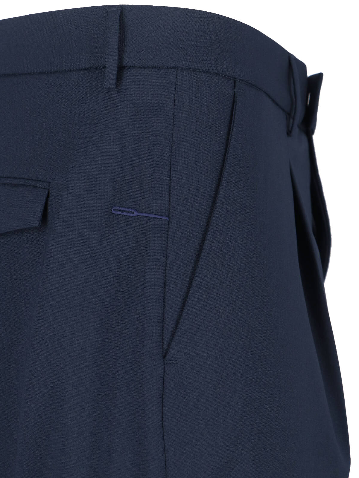 Blue Tailored Straight-Leg Virgin Wool Trousers