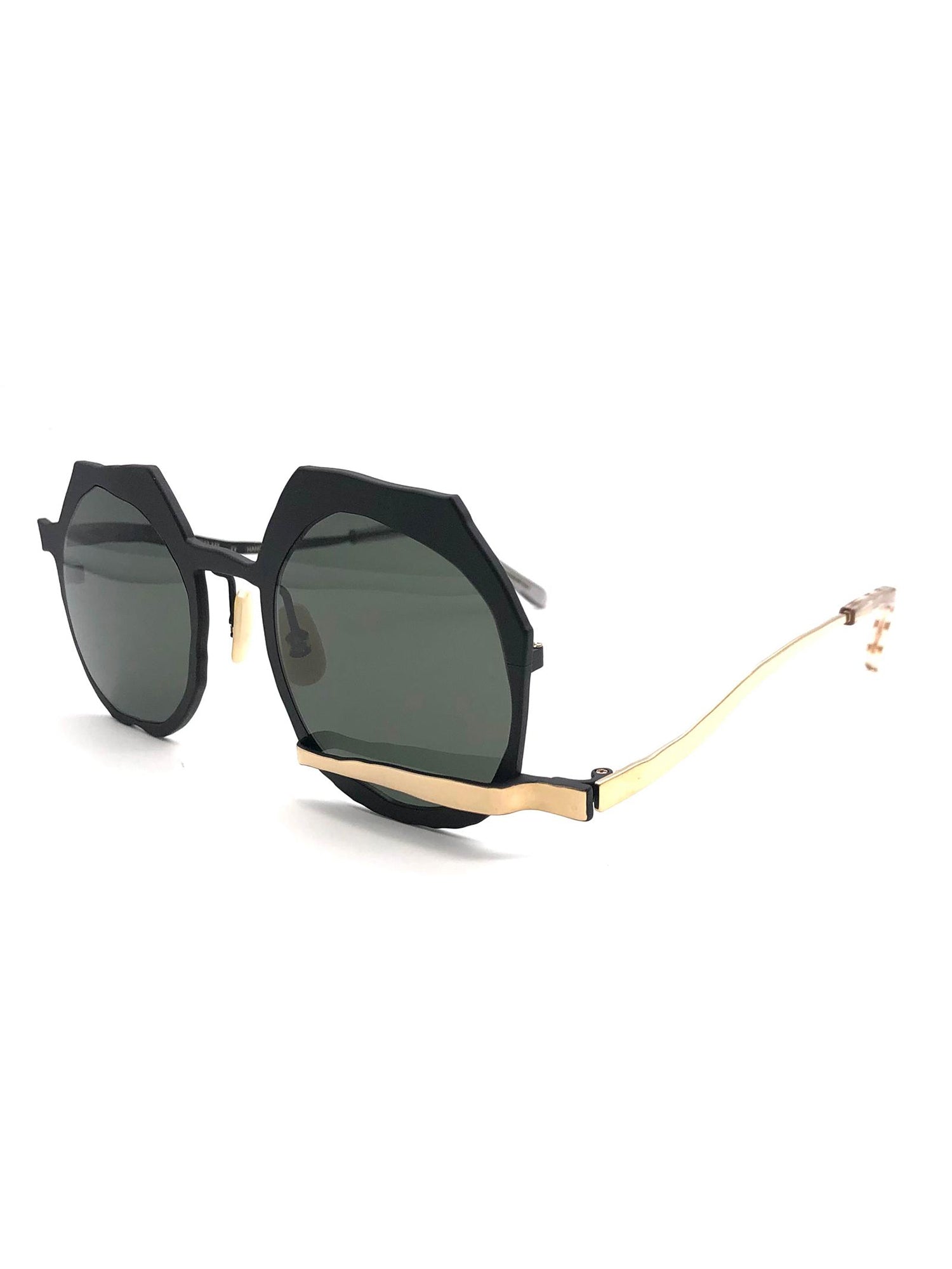 Octagonal Frame Sunglasses with Gold Accents