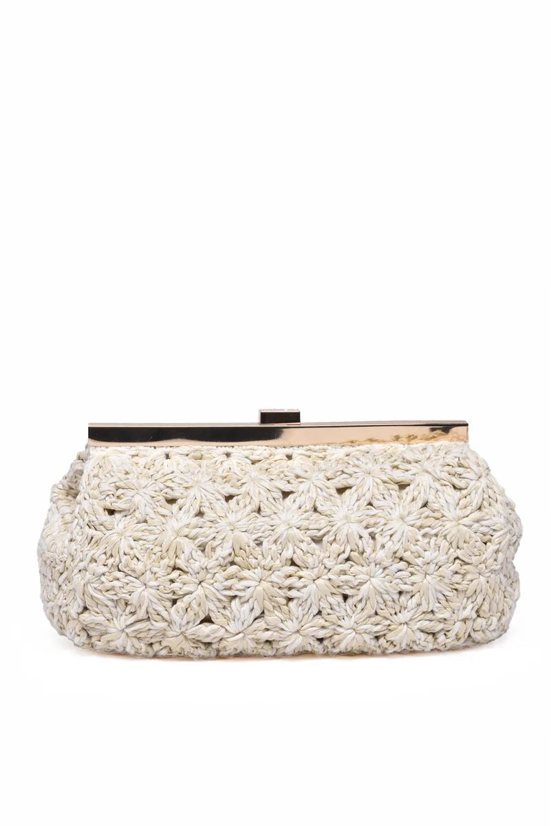 Raffia Clutch - White