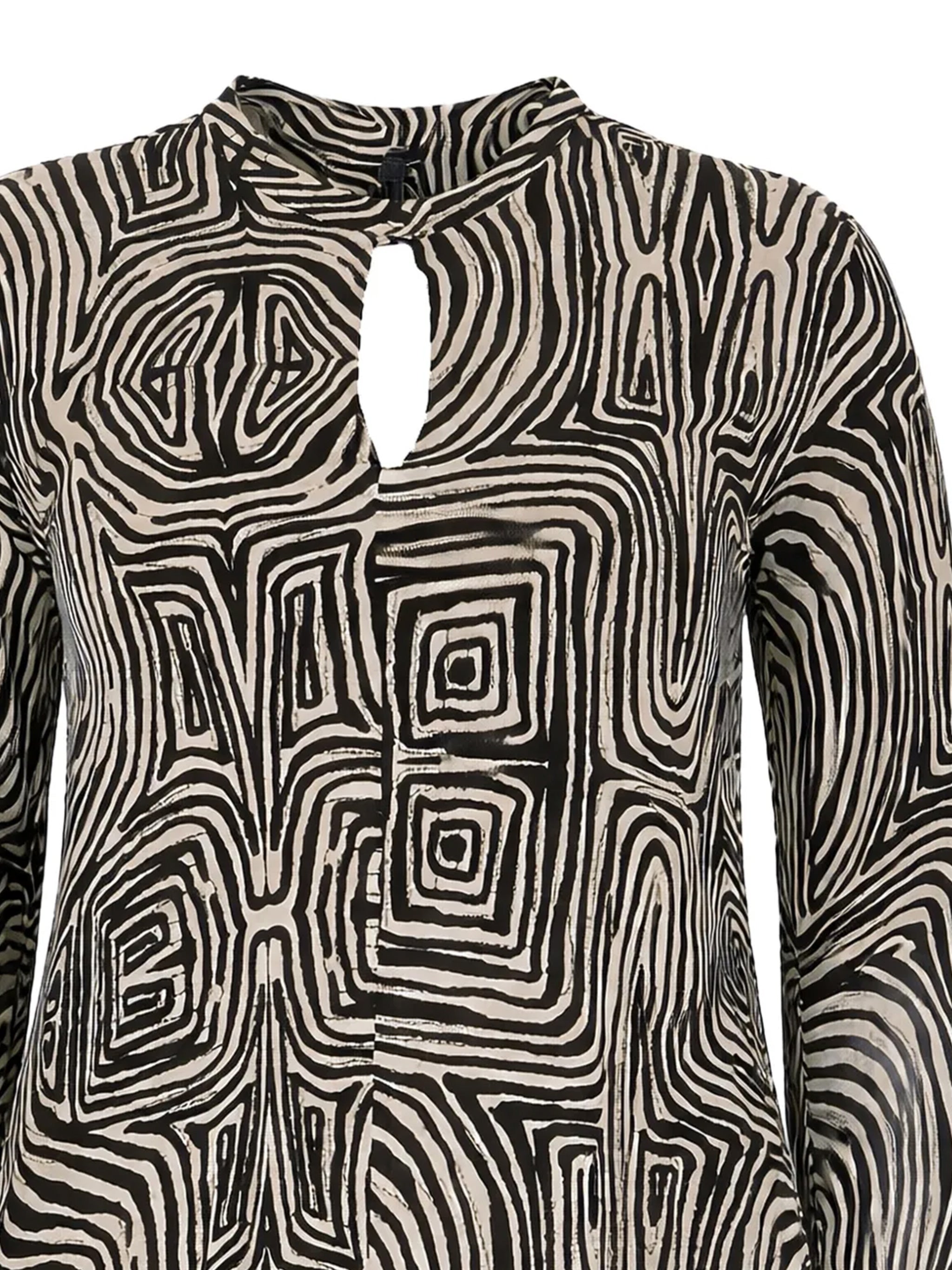 Abstract Geometric Black/Beige Pattern Tunic