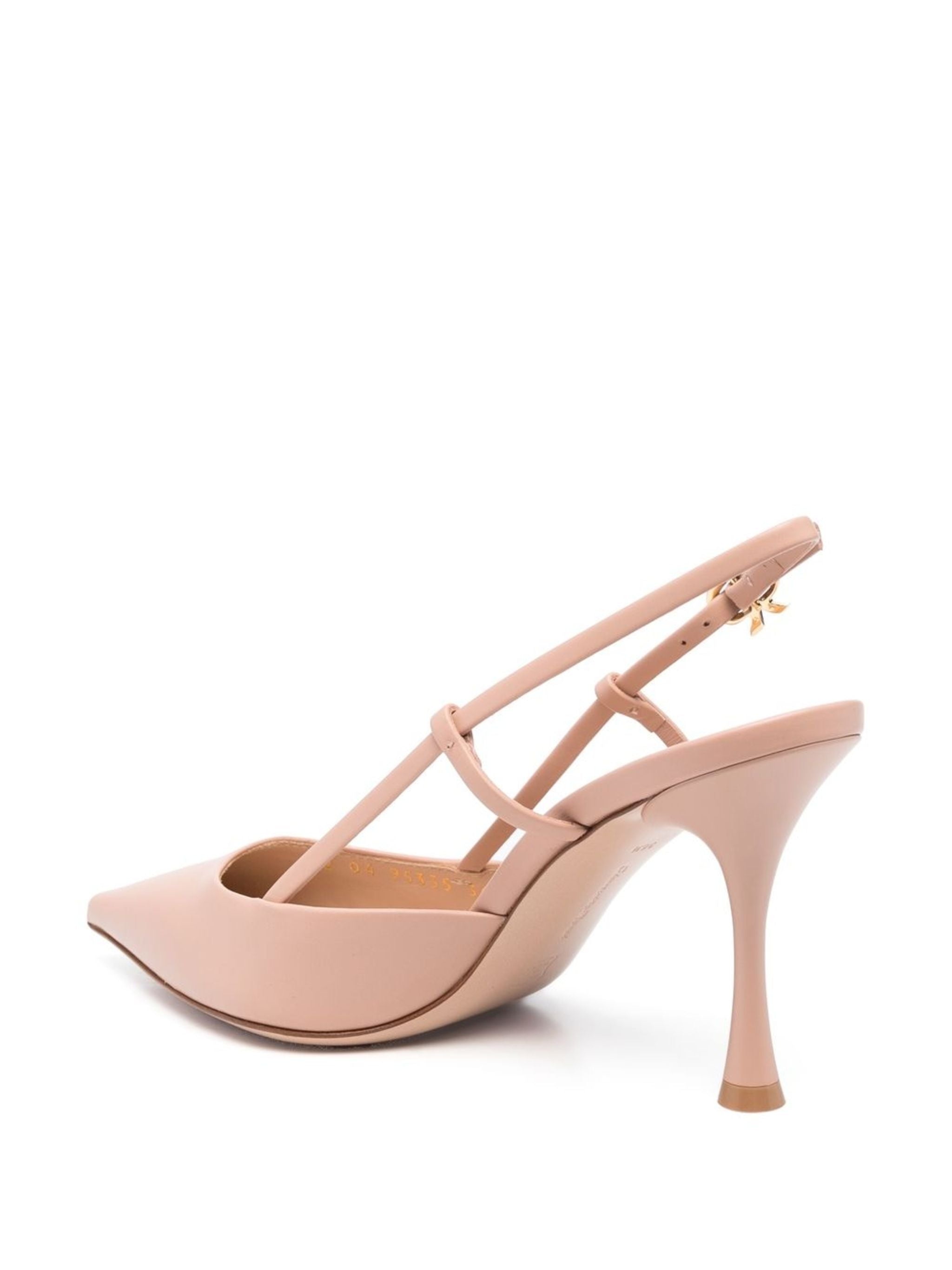 Pointed Toe Vitello Leather Mid-Heel Slingbacks
