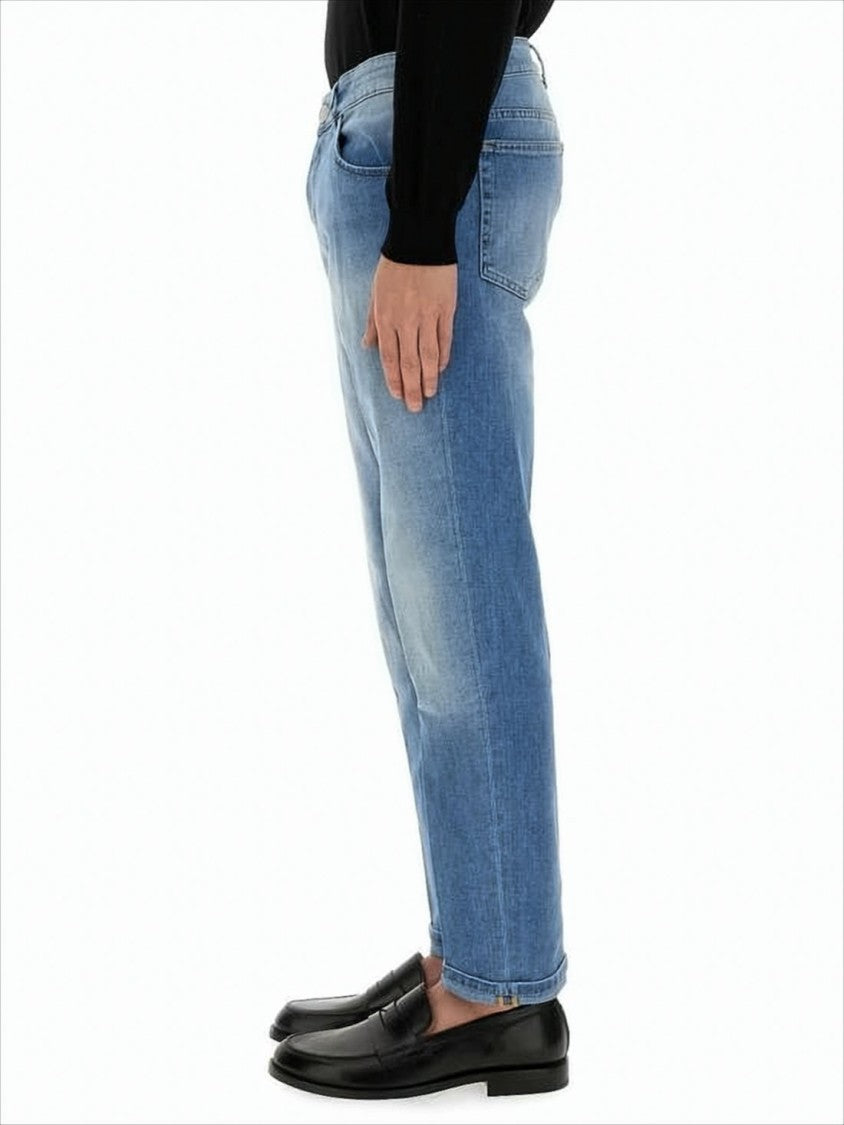 Classic Five-Pocket Denim Pants With Tapered Leg Design