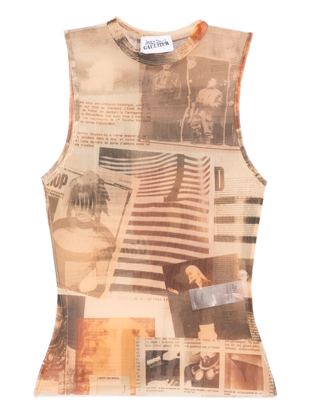 Collage-Print Silk And Nylon Sleeveless Top