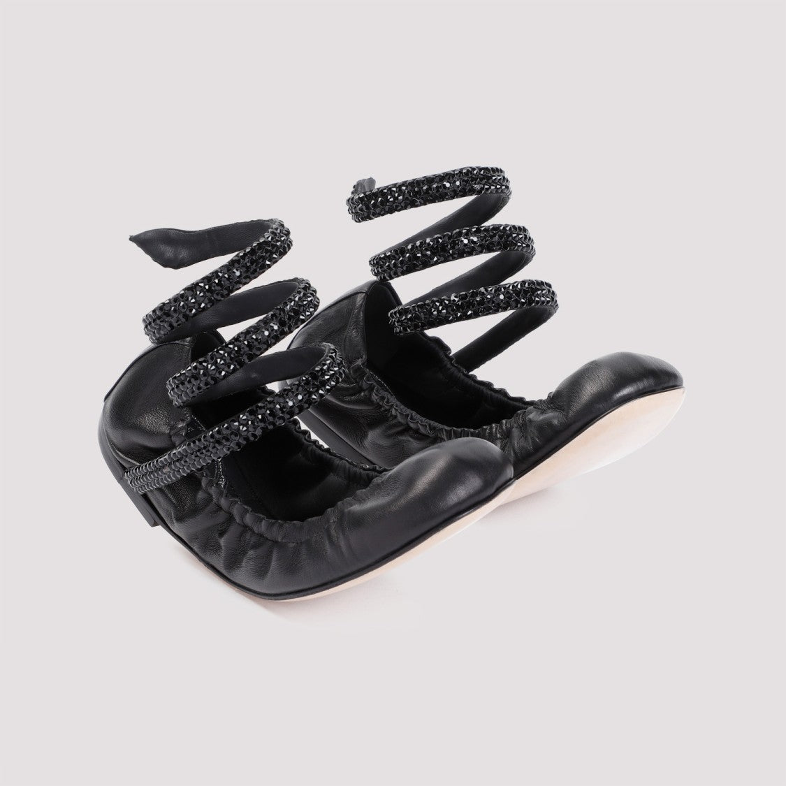 Black Lamb Leather Ballerinas