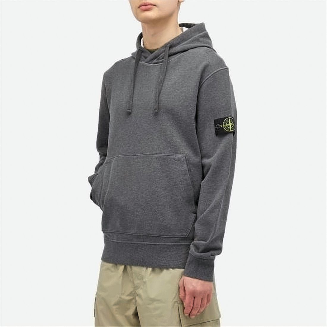 Mid-Grey Cotton Hoodie with Signature Patch