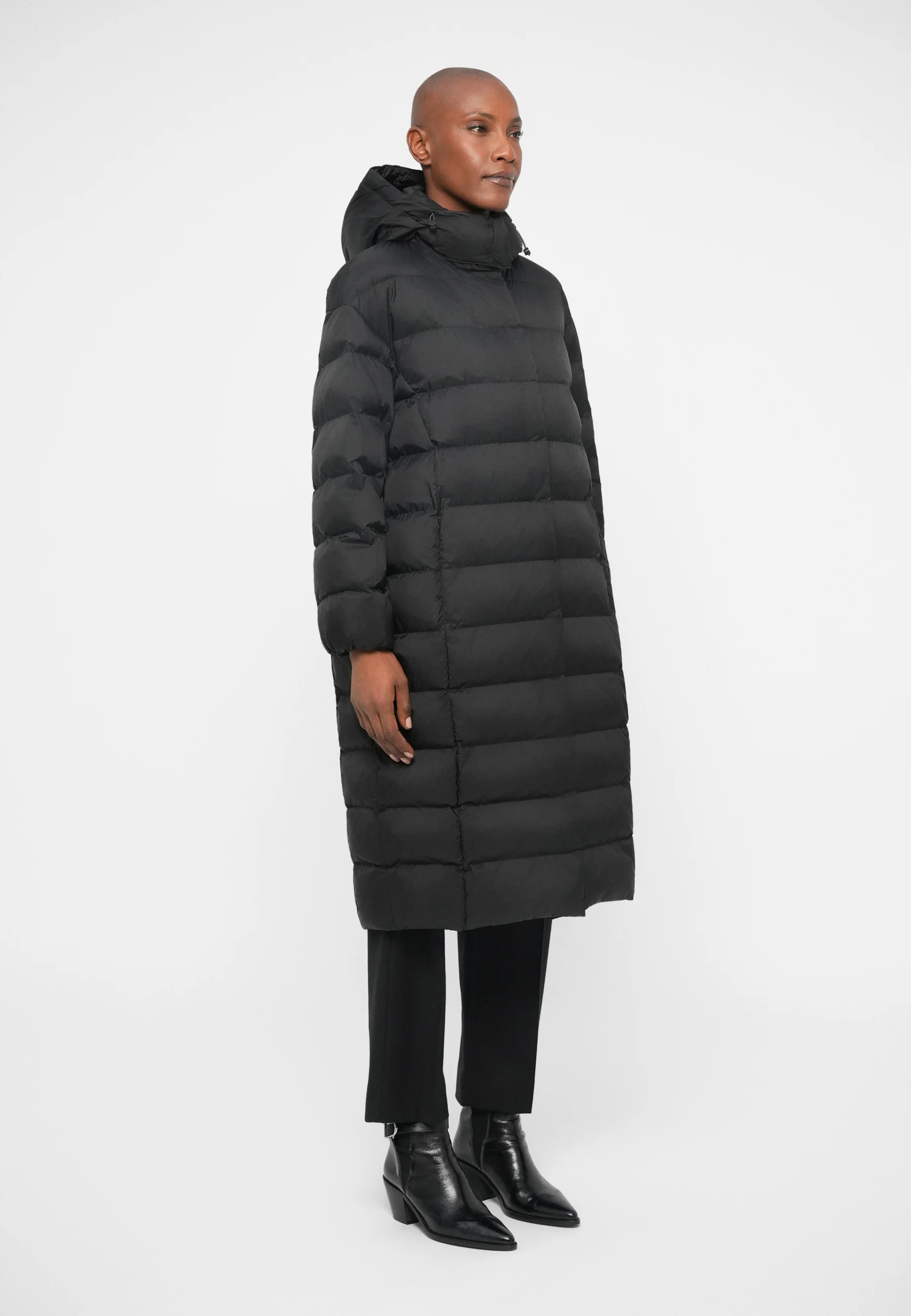 Quilted Down Coat With High Collar