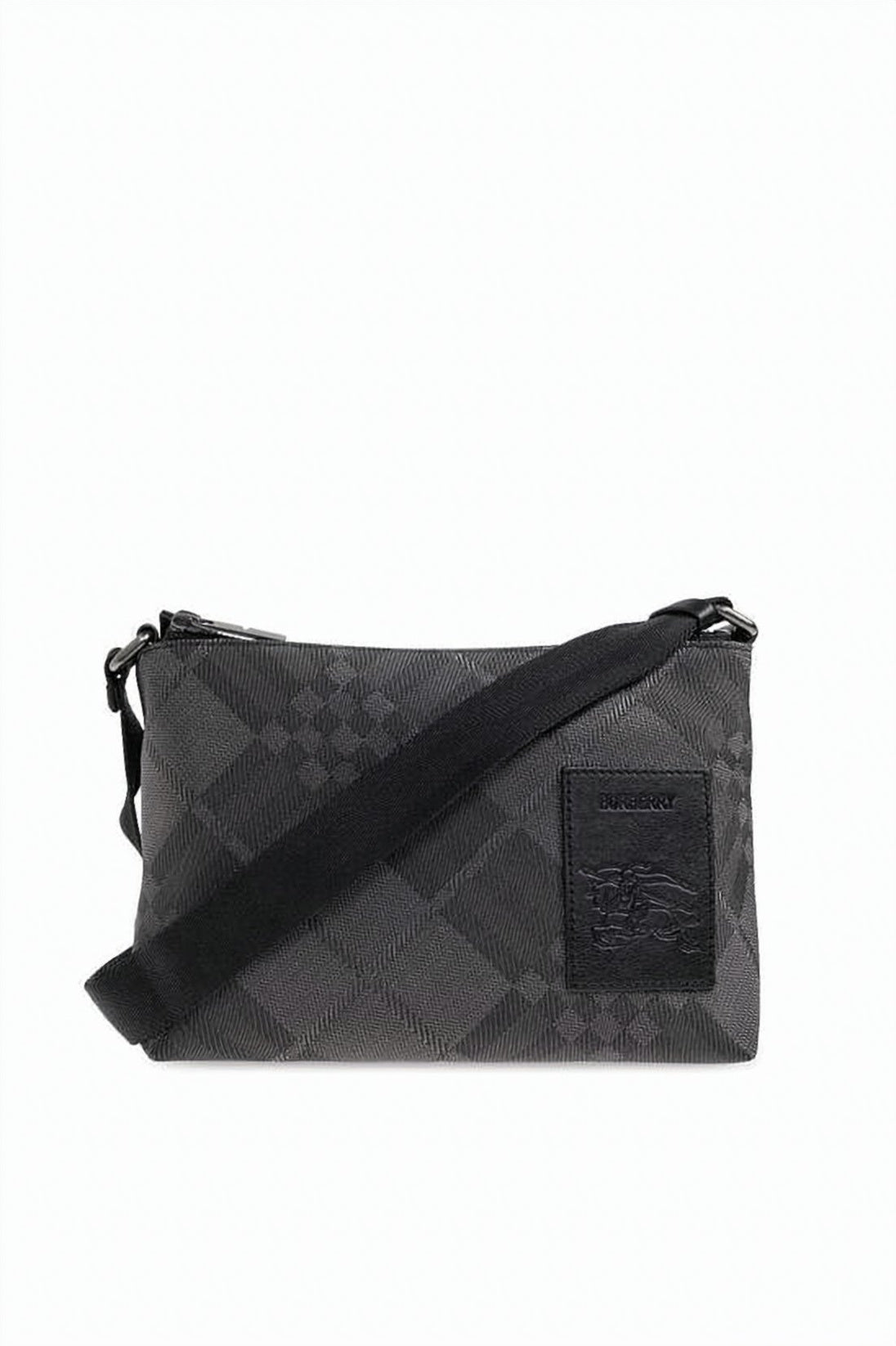 Black Minimalist Rectangular Checkered Shoulder Bag