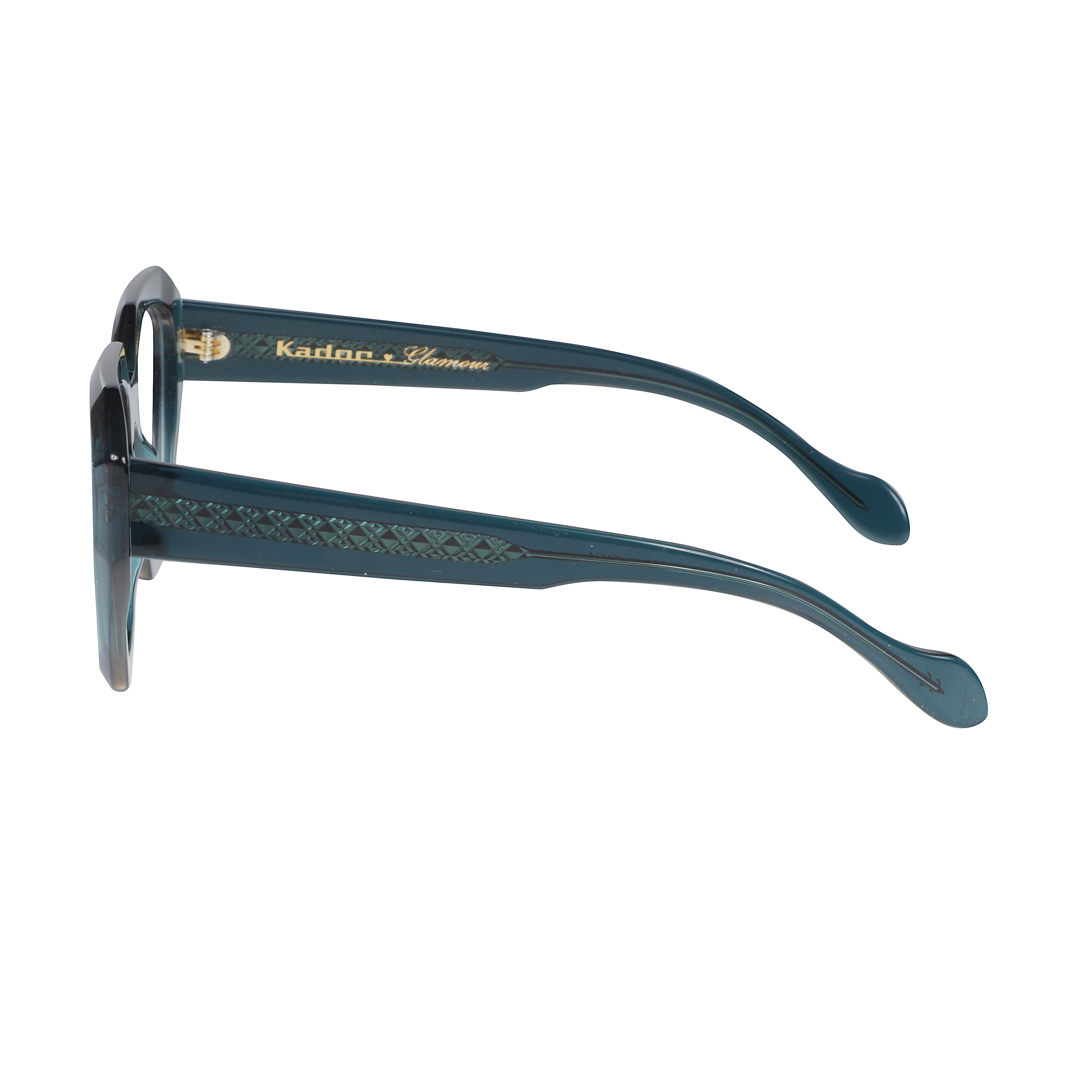 Marilyn/K-V Angular Geometric Sunglasses with Translucent Teal Frame