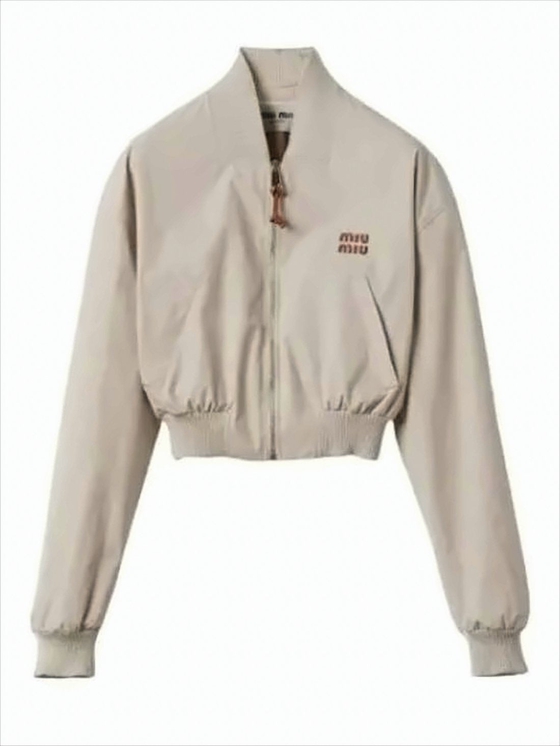 Cropped Zip-Up Jacket with Elastic Cuffs