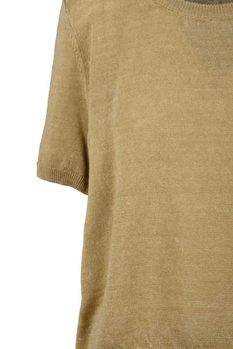 Yellow Pancone Linen Knit Top