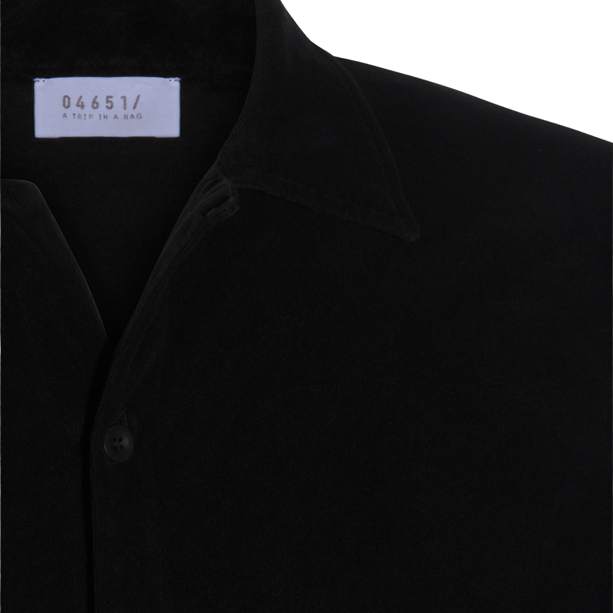 Short-Sleeved Black Shirt with Button-Down Front