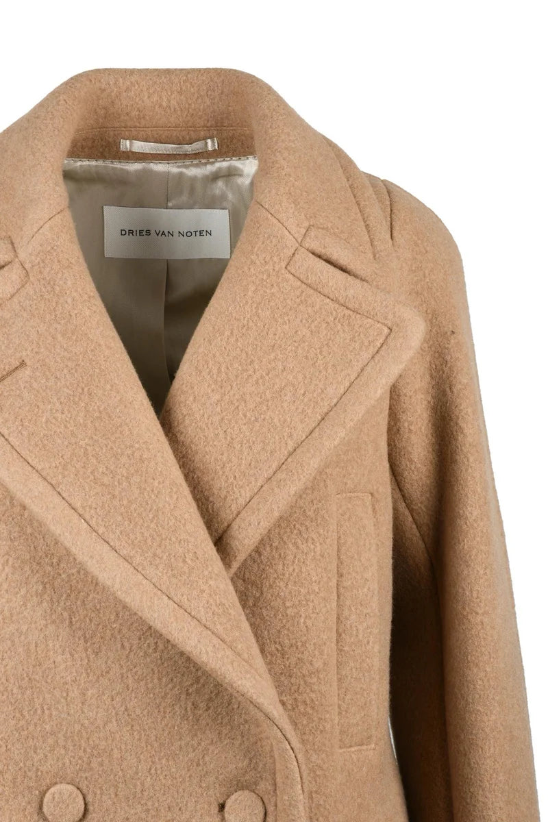 Double-breasted Wool Coat - Beige