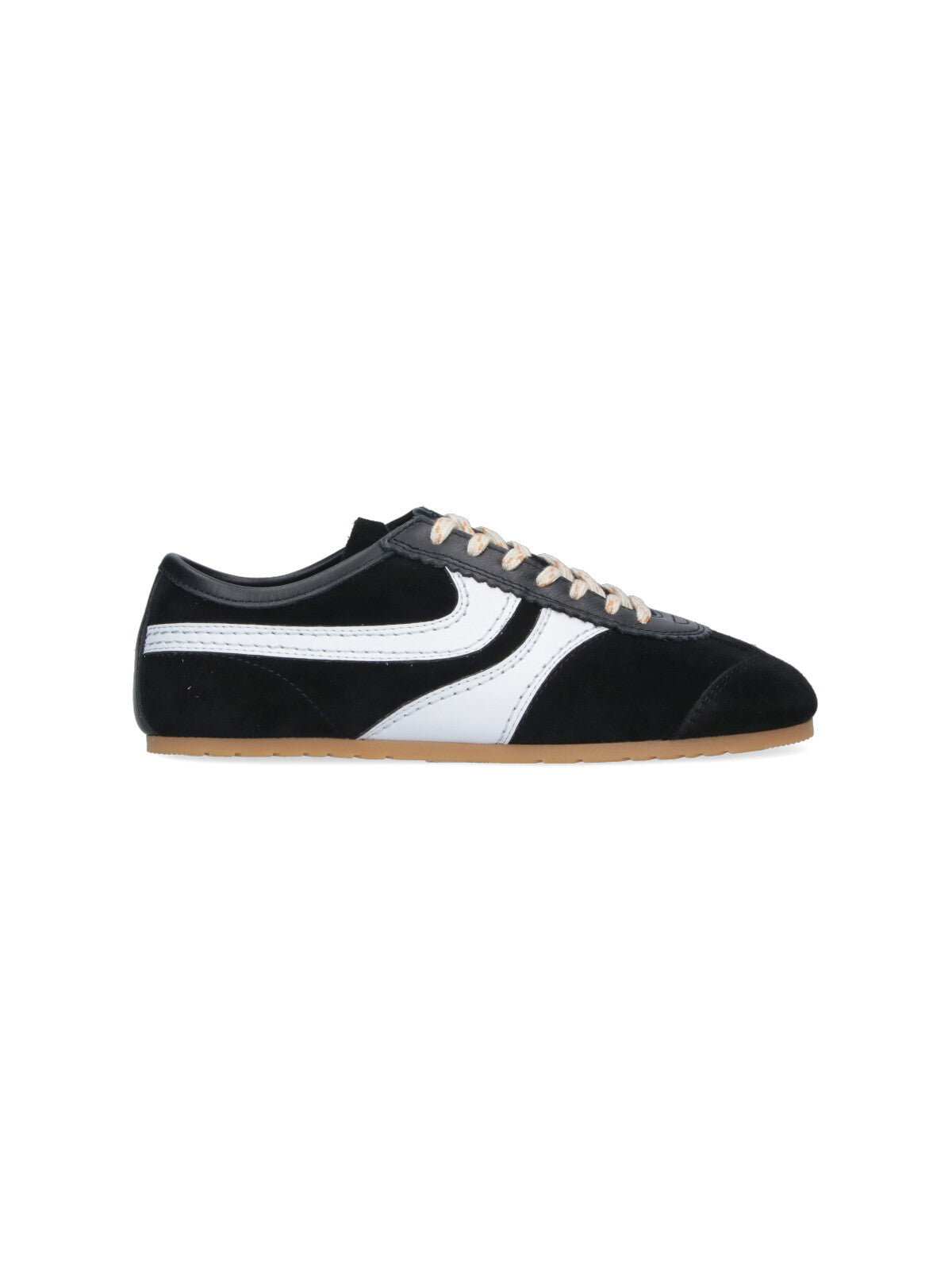 Black Suede Contrasting Trim Rubber Sneakers