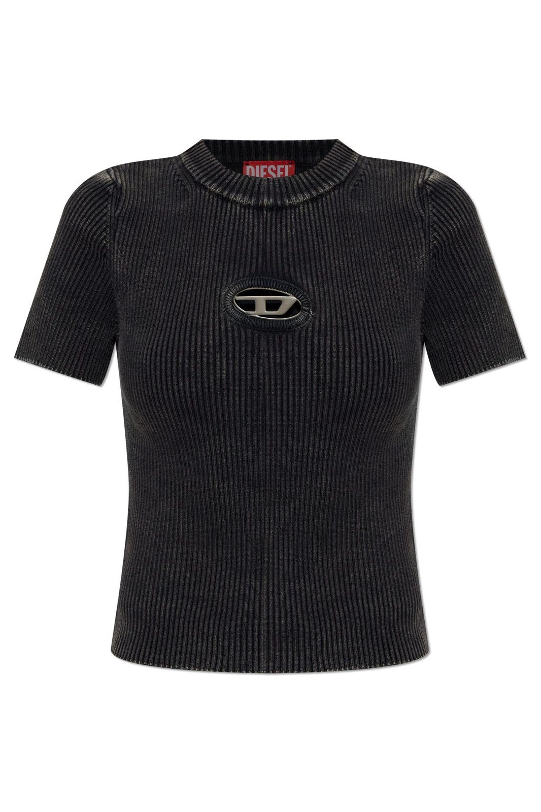 Ribbed Knit Short-Sleeve Sweater