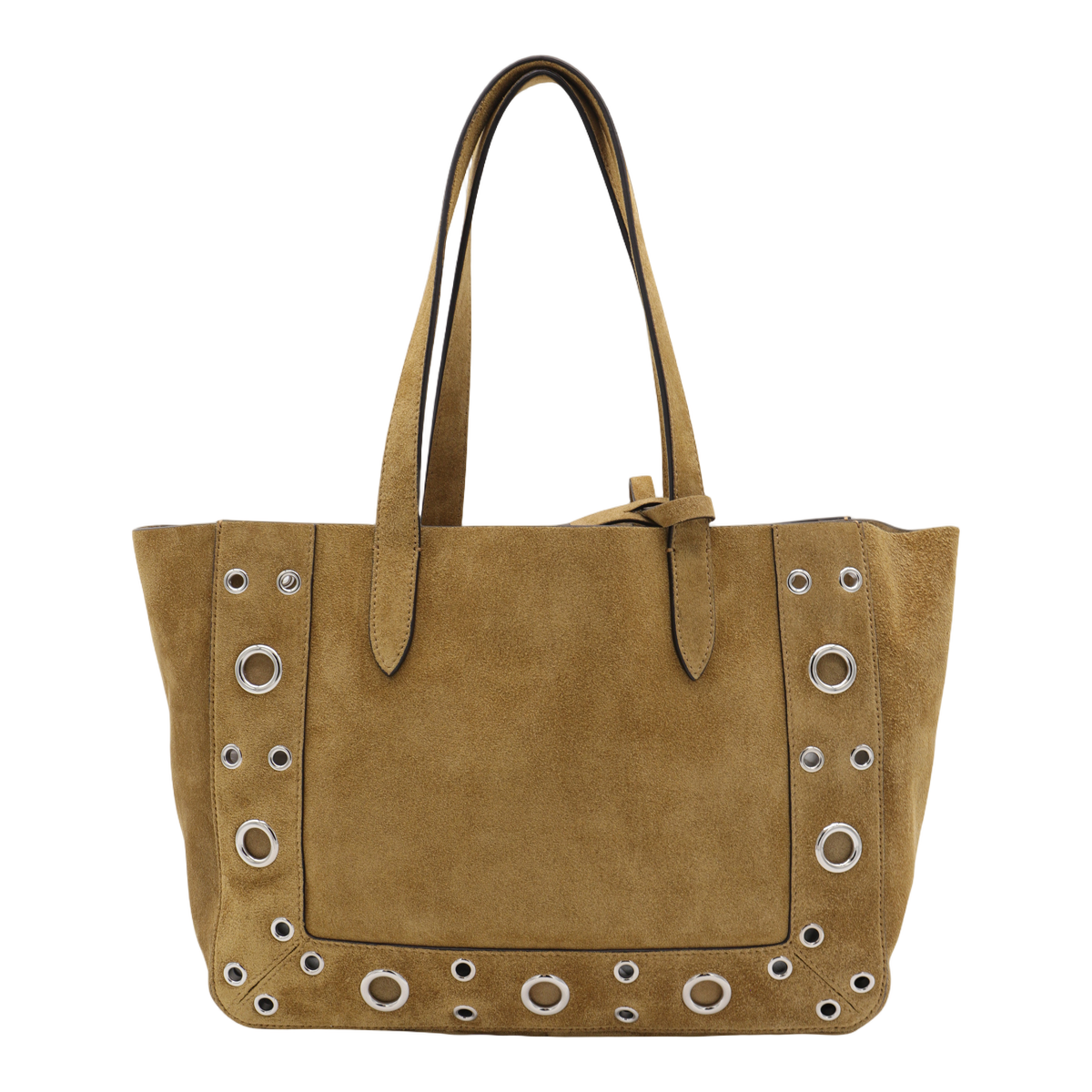 Rectangular Suede Tote Bag with Silver-tone Studs