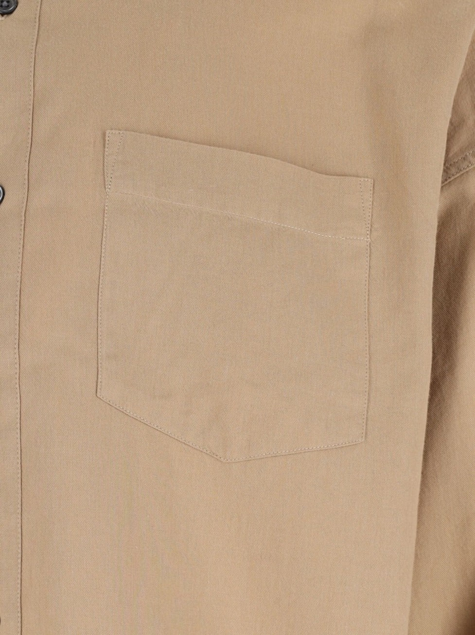 Beige Button-Up Shirt With Chest Pocket