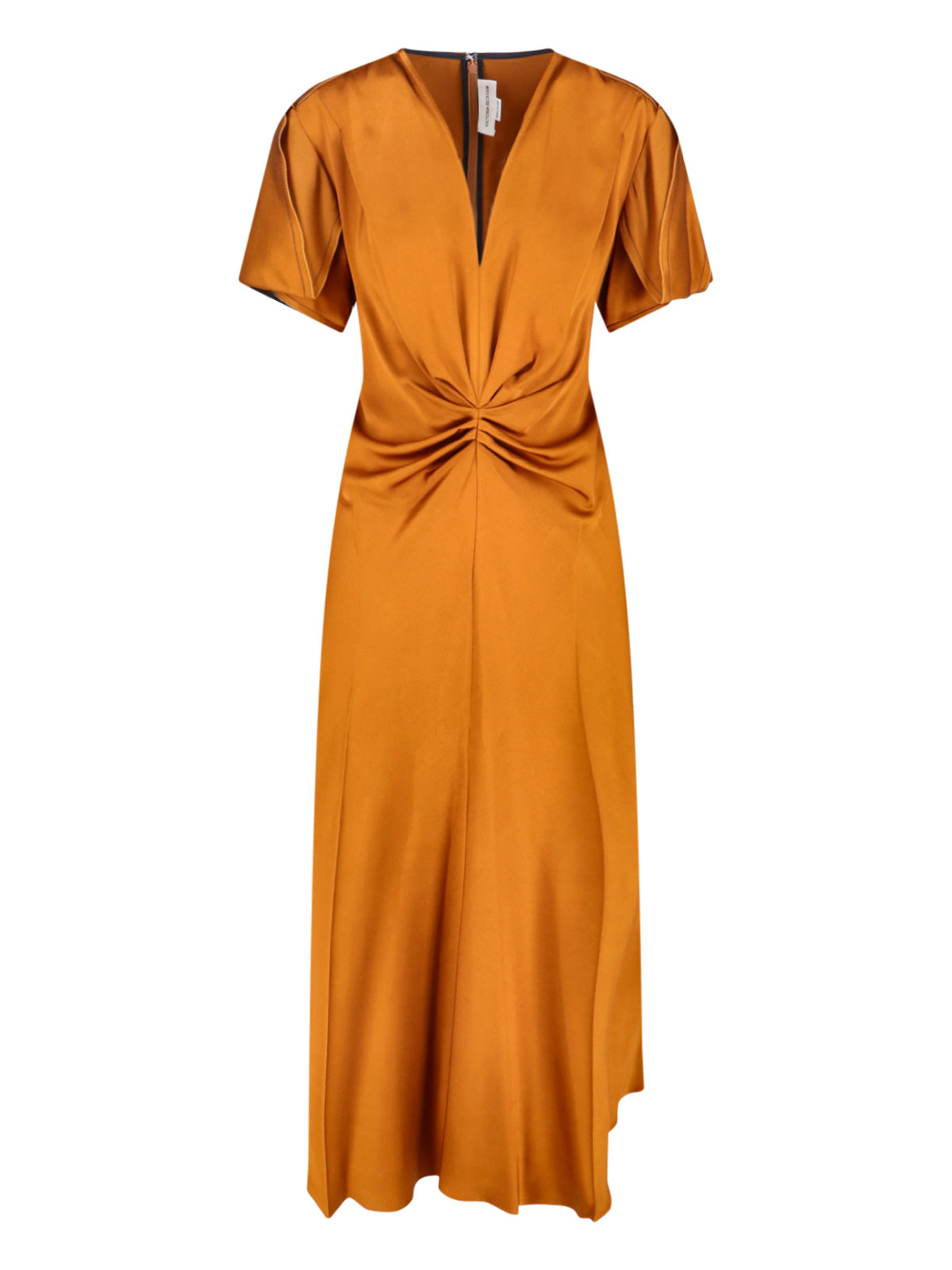 Draped Midi Dress with V-Neckline