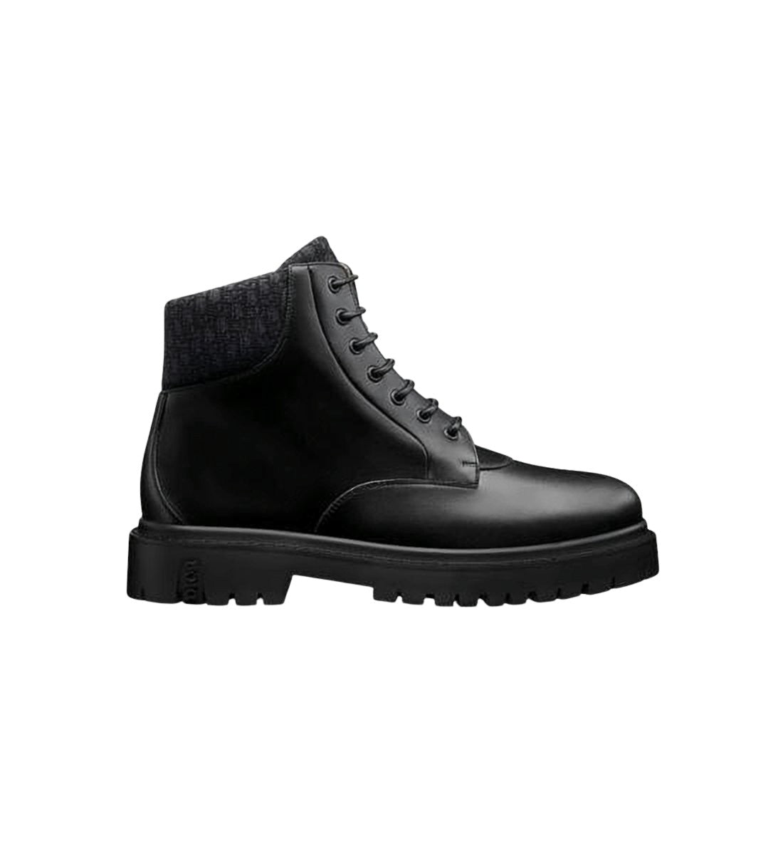 Lace-Up Ankle Boots with Textured Collar