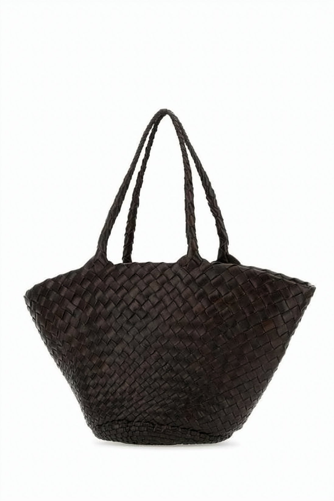 Trapezoidal Brown Calf Leather Shoulder Bag