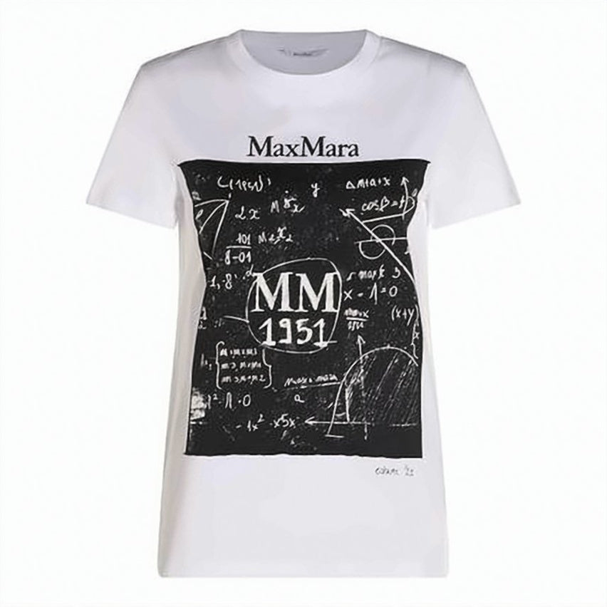 White Large Black Graphic Print T-Shirt
