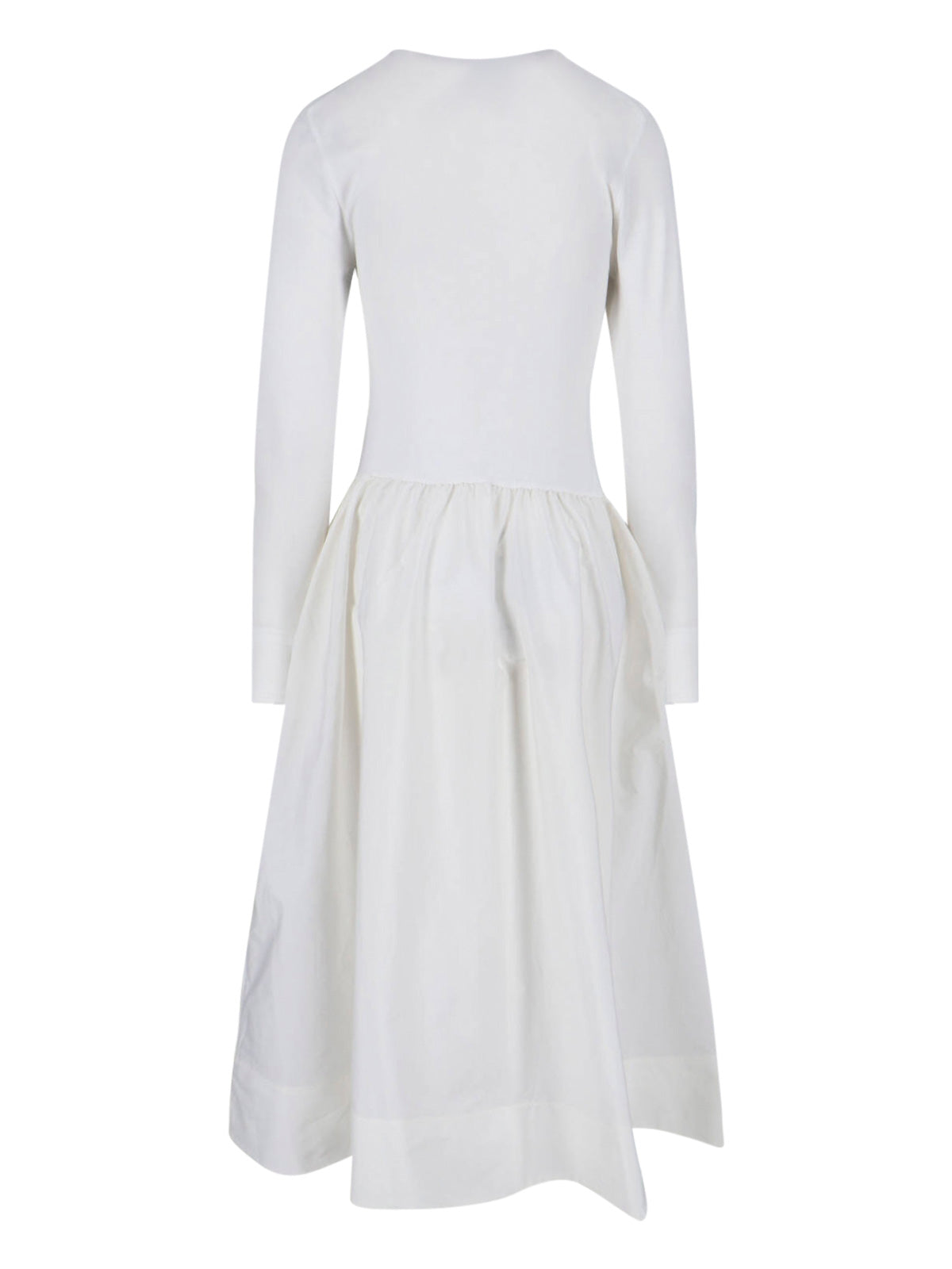 White Serafino Gathered Cotton Dress
