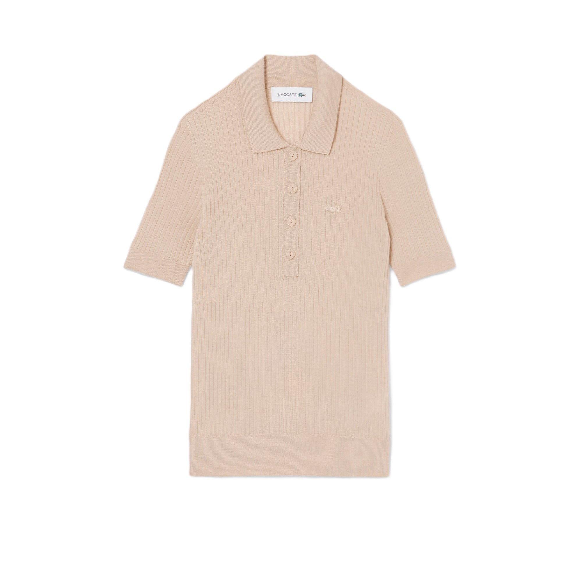 Ribbed Knit Polo Shirt with Classic Collar