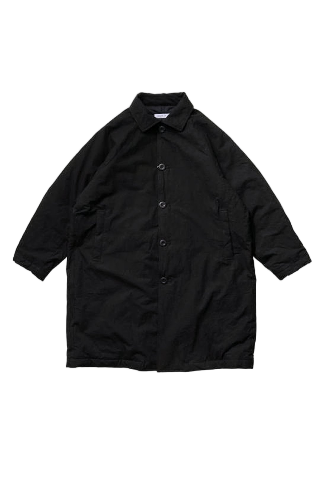 Boxy Black Coat With Three-Quarter Sleeves And Minimalist Design