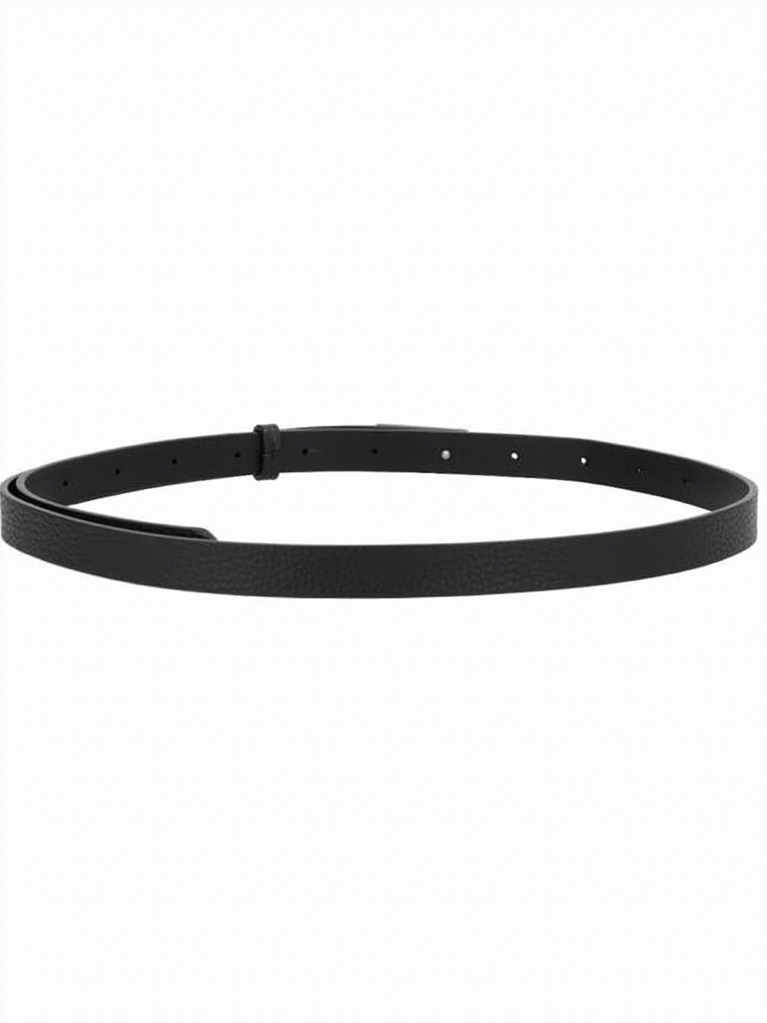 Textured Calf Leather Belt with Rectangular Buckle and Numeric Detailing