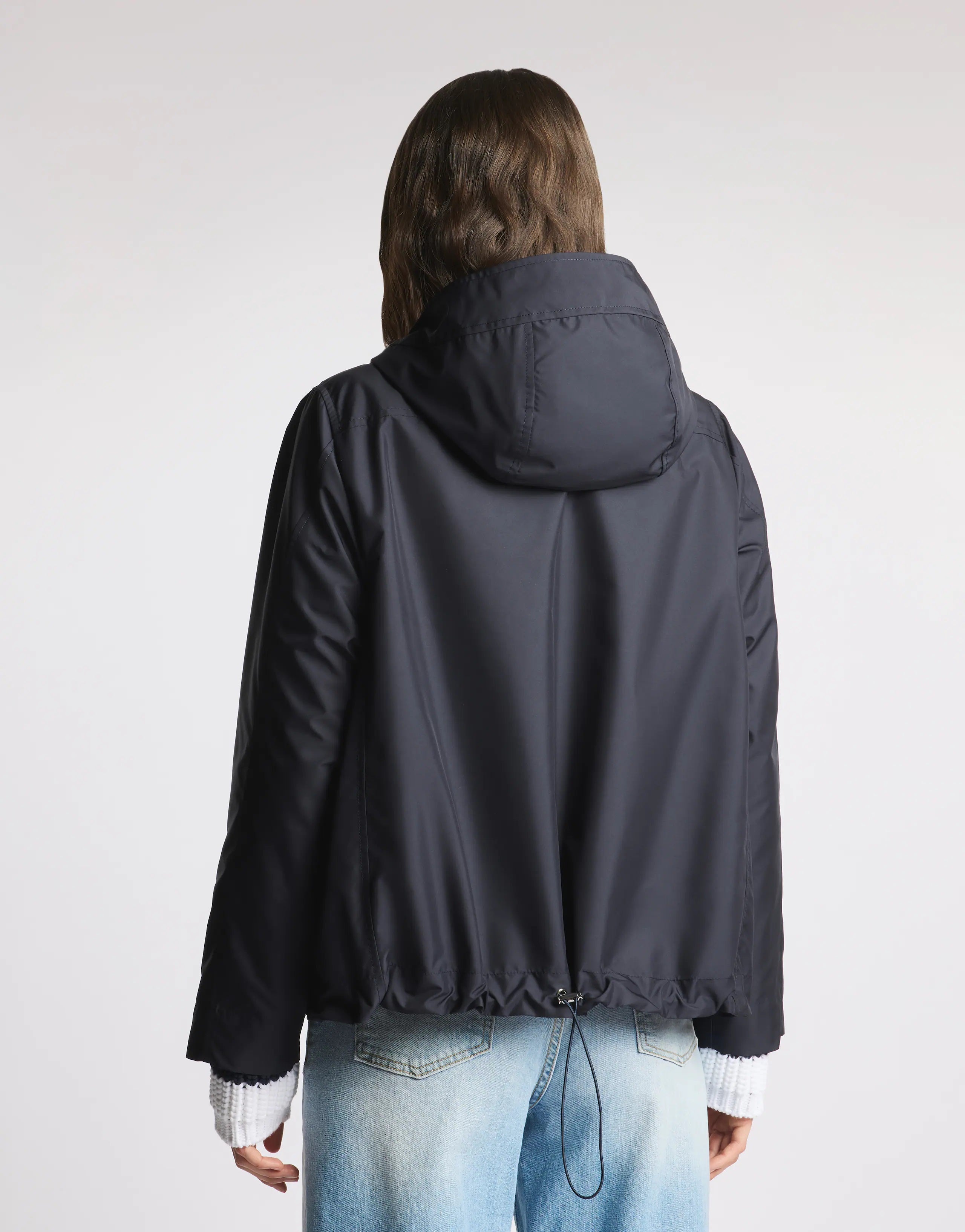 Short Hooded Parka with Adjustable Hem