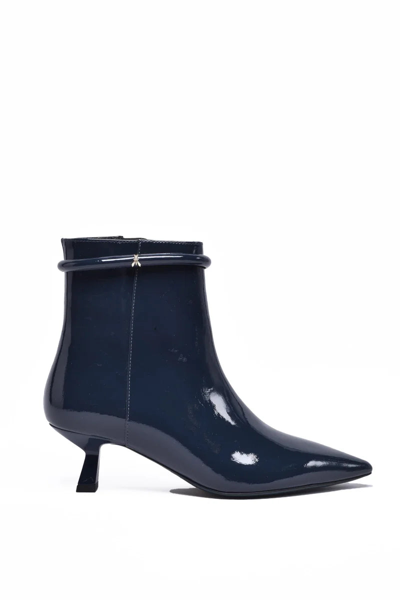 Patent Leather Ankle Boot - Blue
