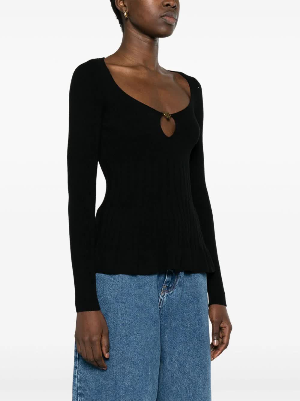 Fitted Ribbed Peplum Sweater