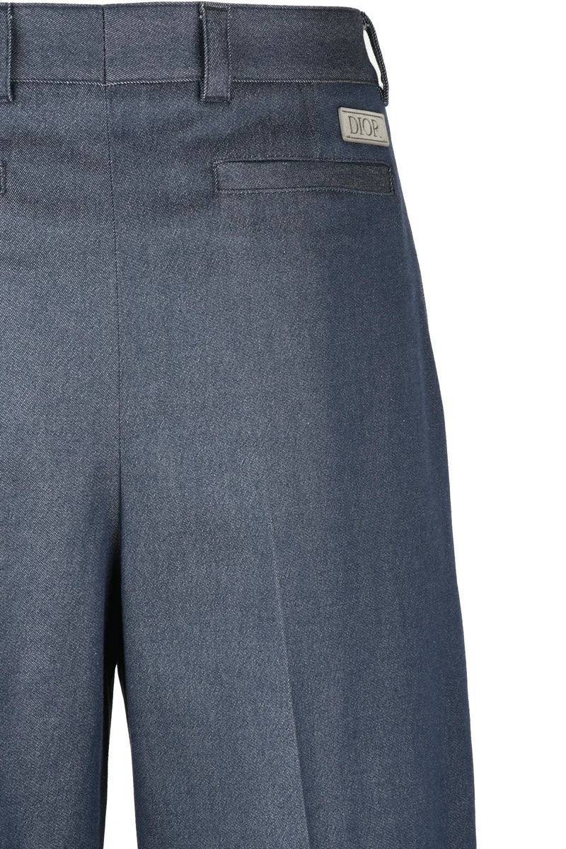 Cotton Cashmere Elastane Trousers - Blue