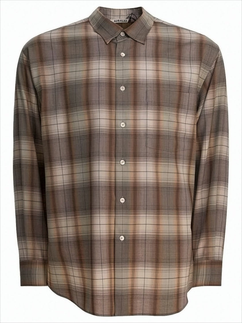 Plaid Wool Long-Sleeve Shirt