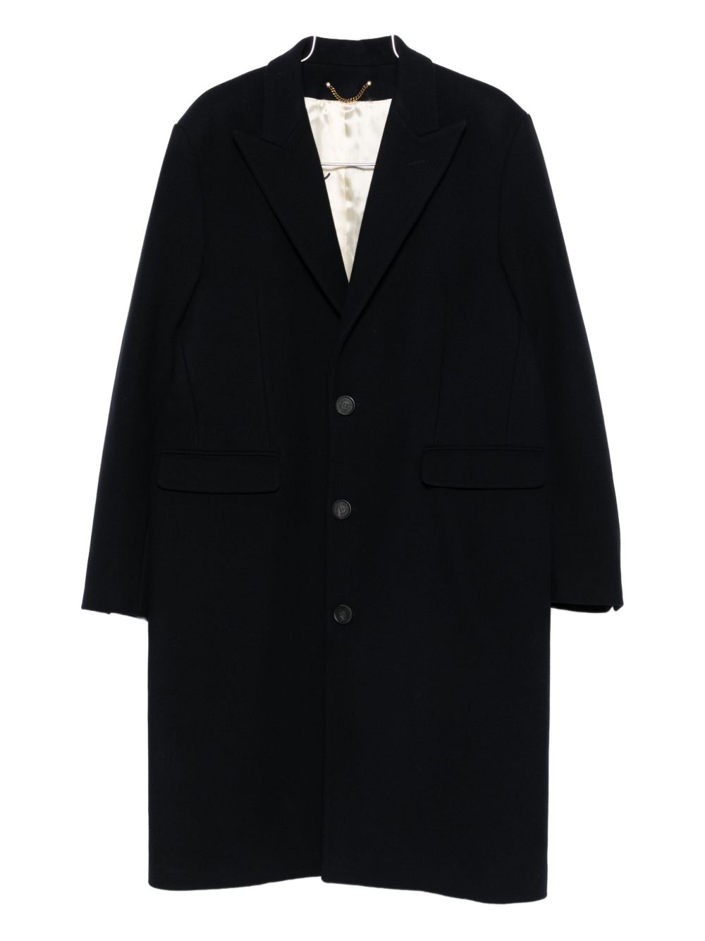 Black Wool Blend Notched Lapel Coat