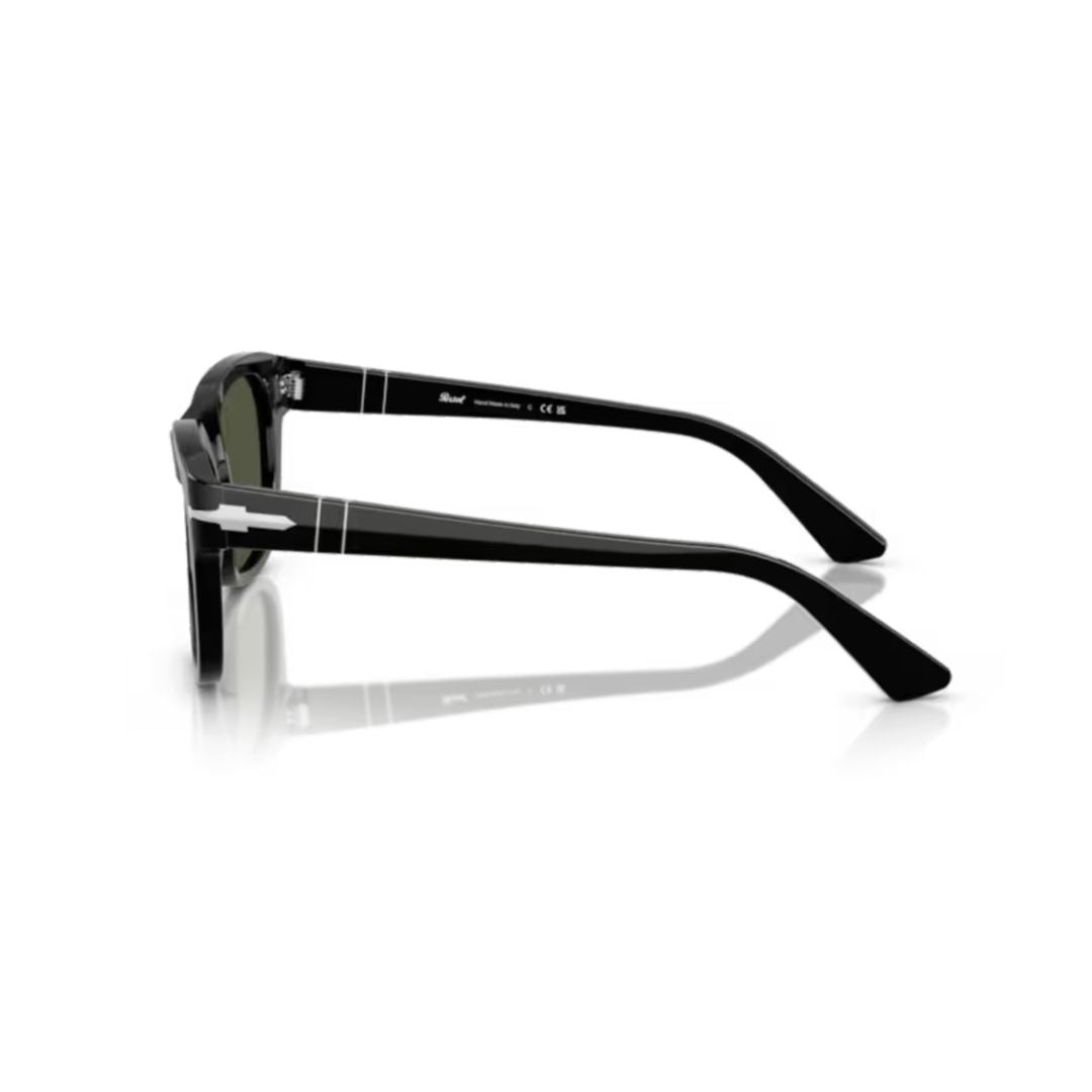 0po3372s Rectangular Black Acetate Sunglasses with Silver Arrow Detail