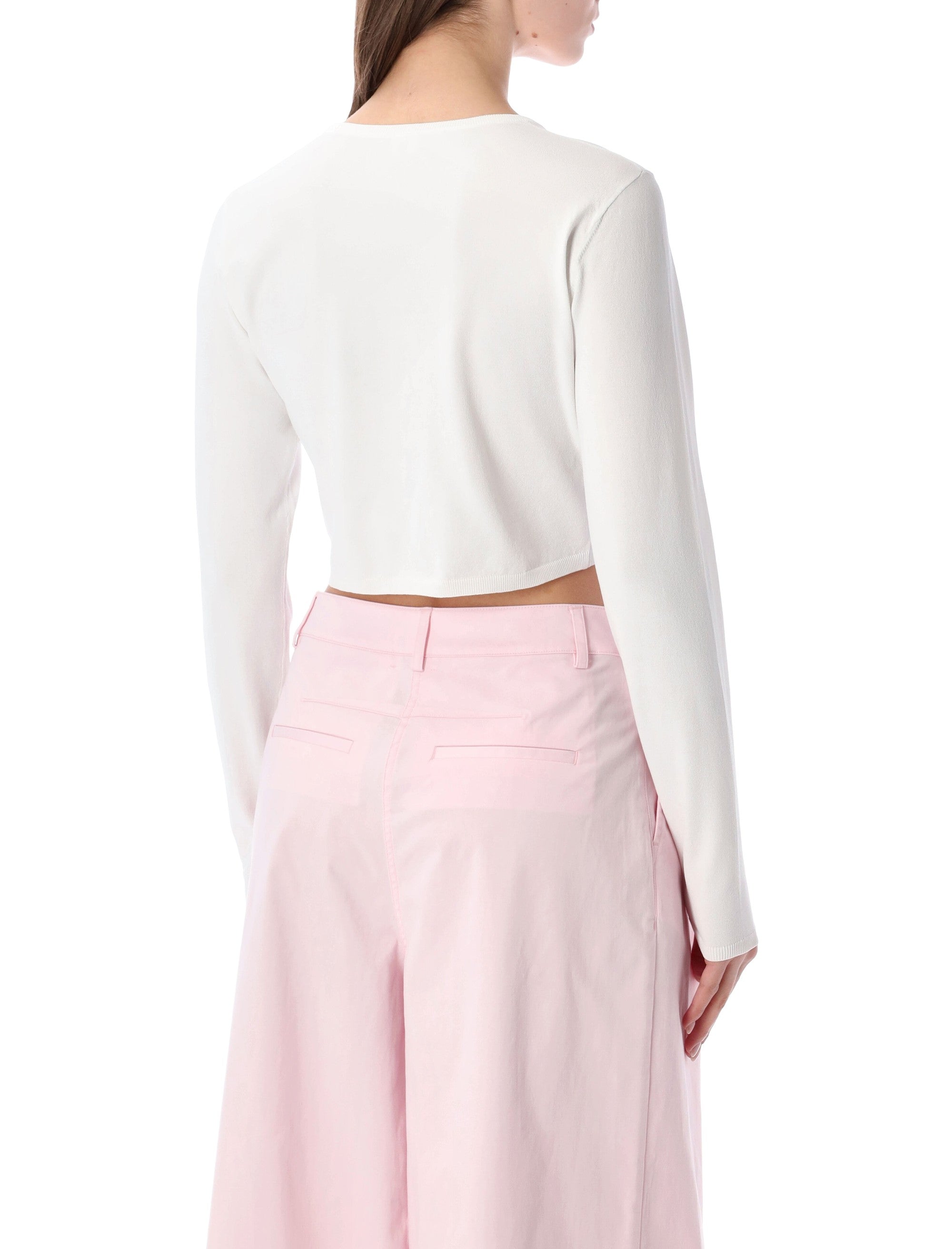Knotted Front Knit Top With Long Sleeves