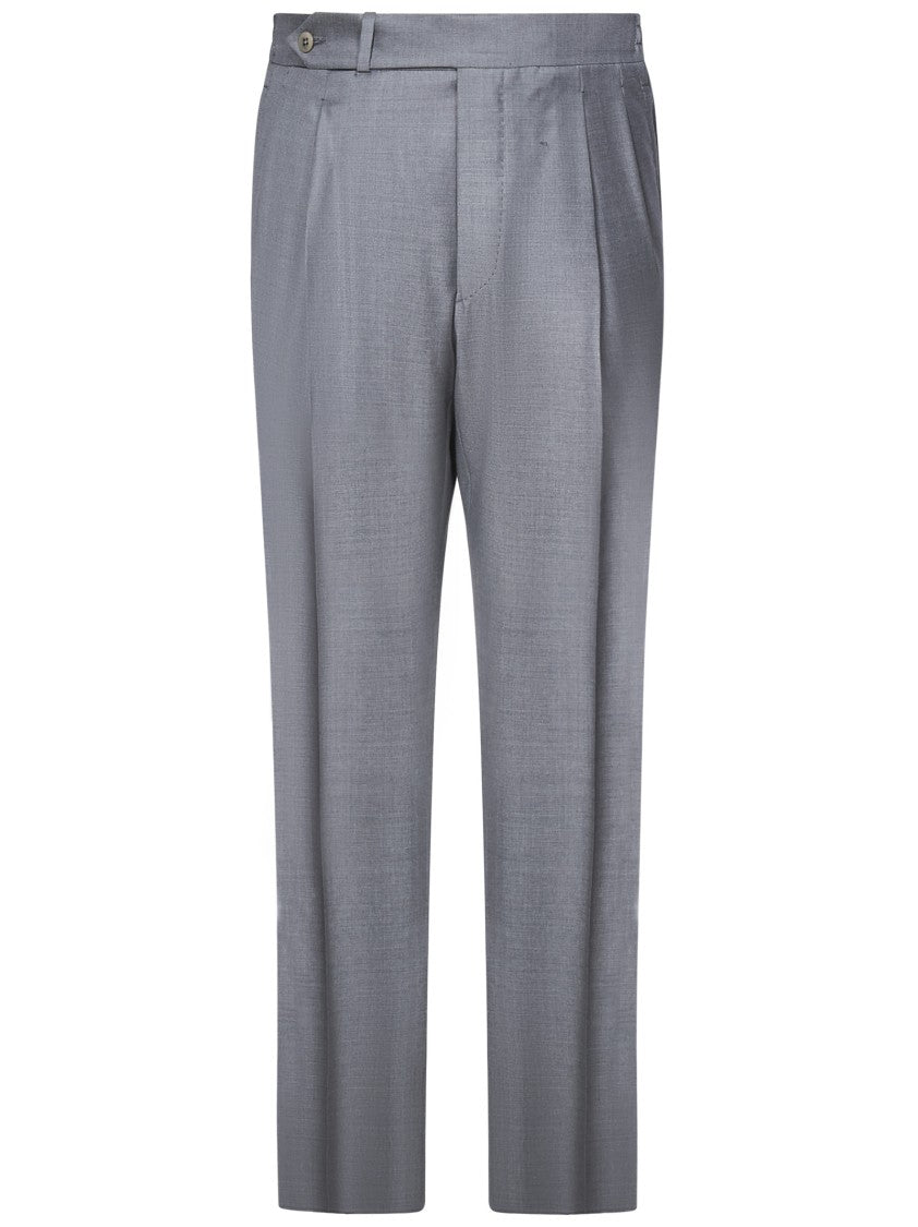 Tailored Grey Trousers With Subtle Pleat