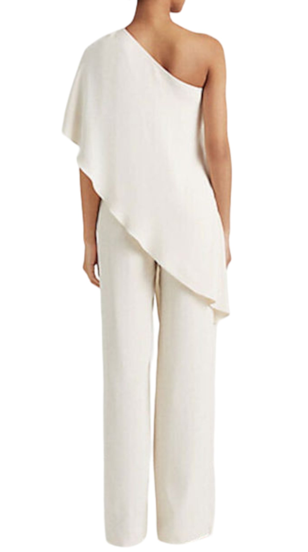 Fluid Asymmetrical Neckline Jumpsuit in Natural Tone